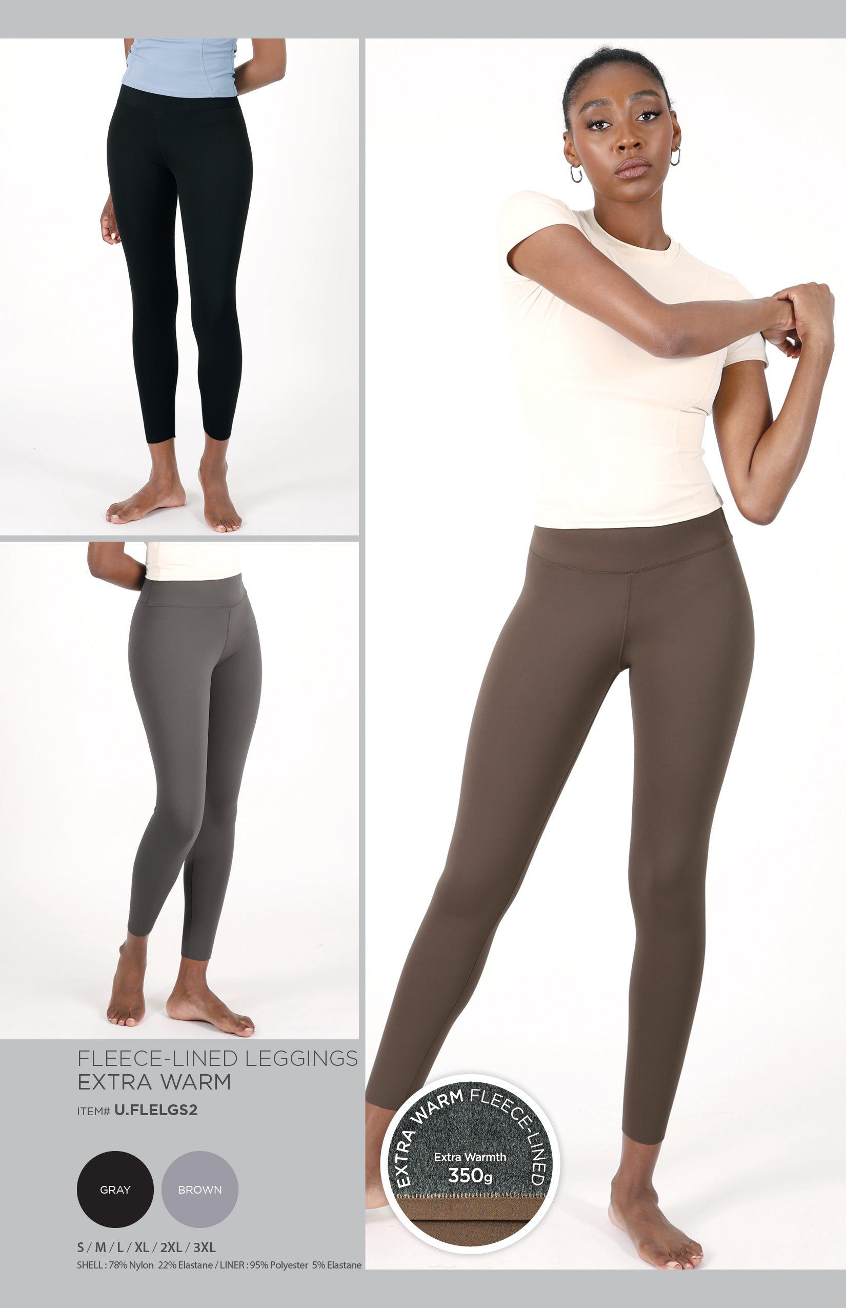 FLEECE-LINED LEGGINGS •EXTRA WARM (350G)