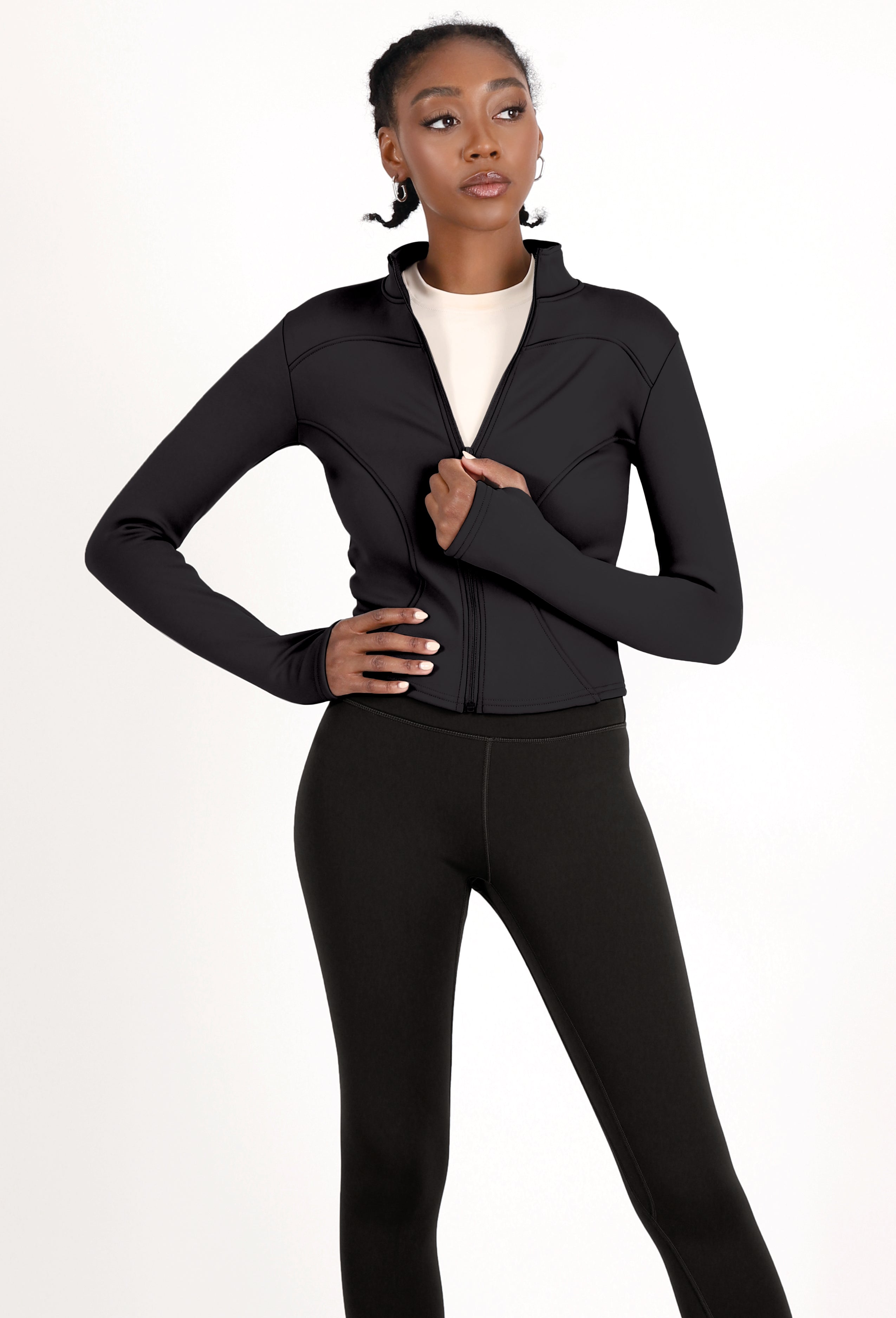 FLEECE-LINED SLIM-FIT ZIP-UP SPORTS JACKET •ULTRA WARM