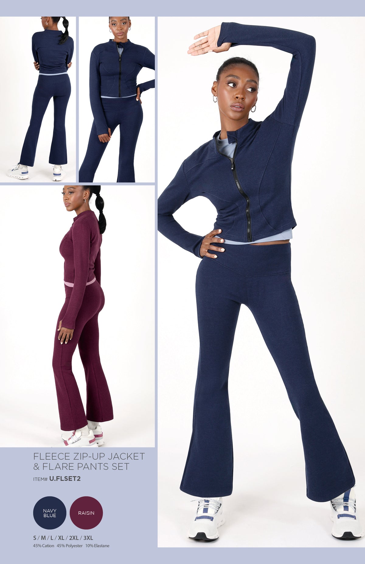 FLEECE ZIP-UP JACKET & FLARE PANTS SET