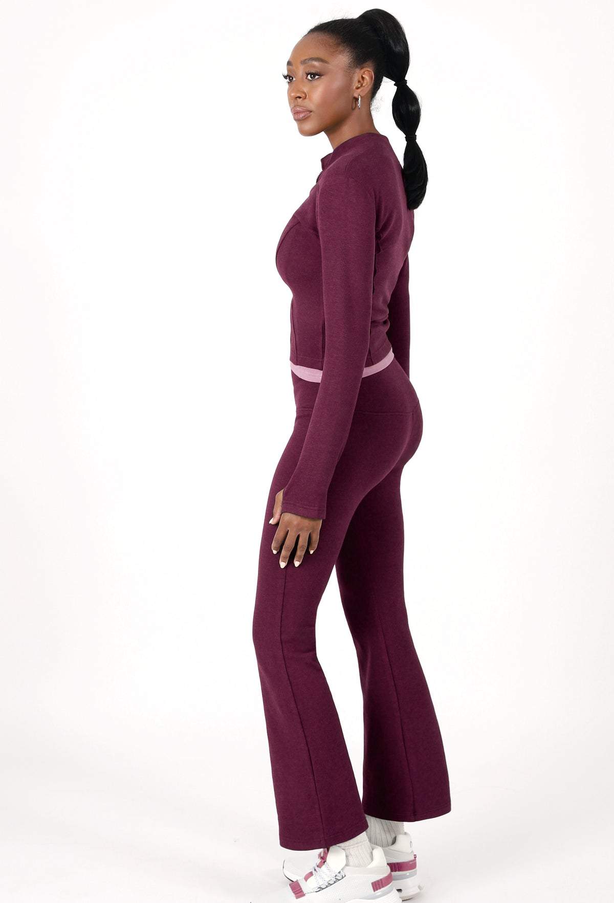 FLEECE ZIP-UP JACKET & FLARE PANTS SET