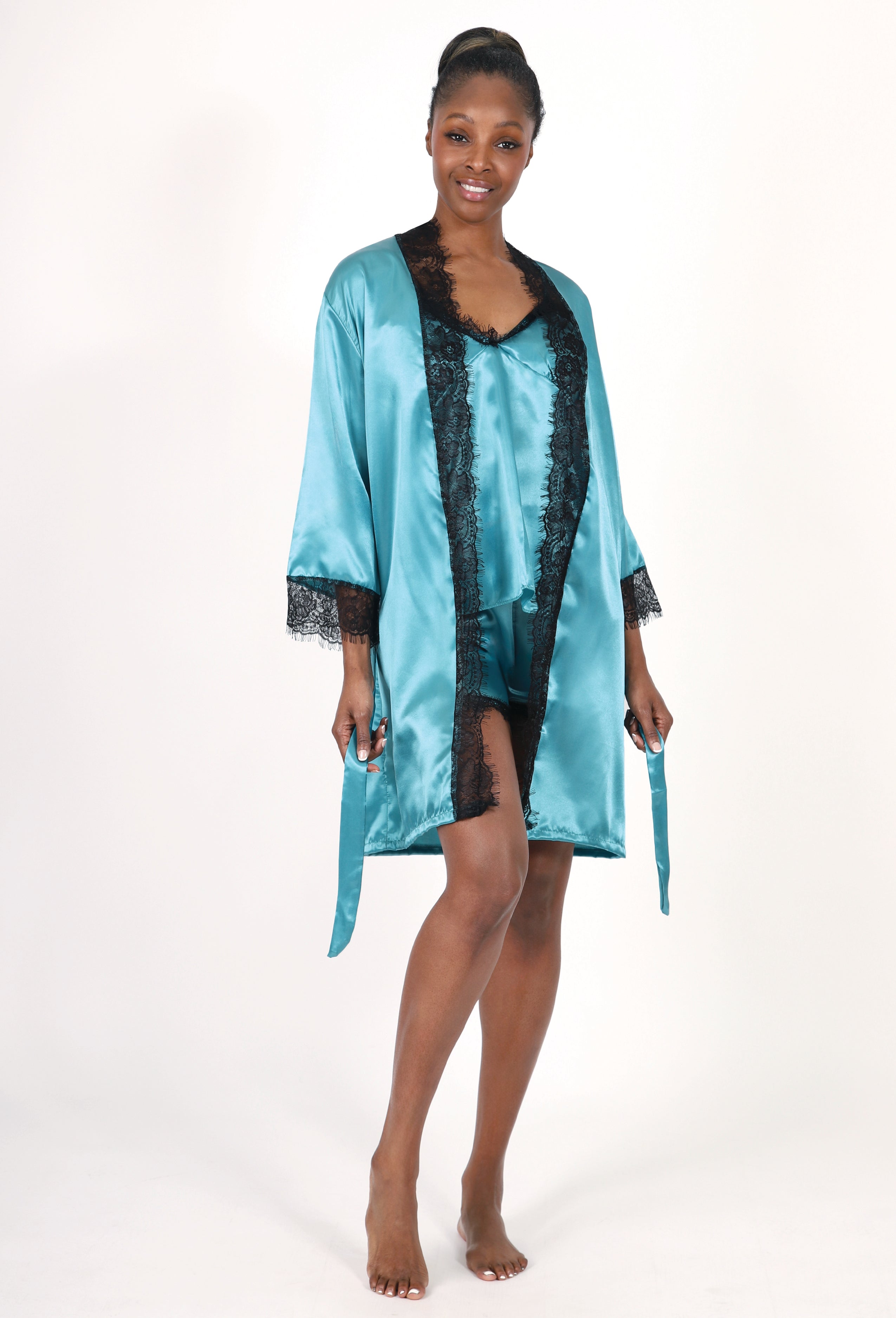 SATIN SLEEP & LOUNGEWEAR – 4 PIECE SET