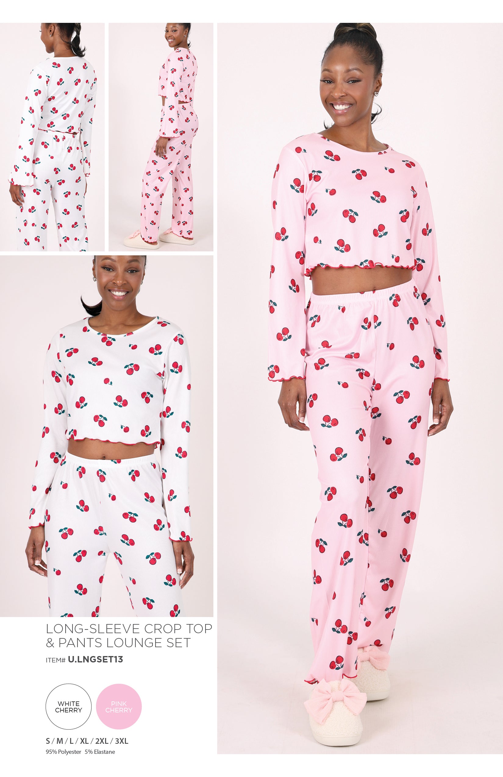 LONG-SLEEVE CROP TOP & PANTS LOUNGE SET