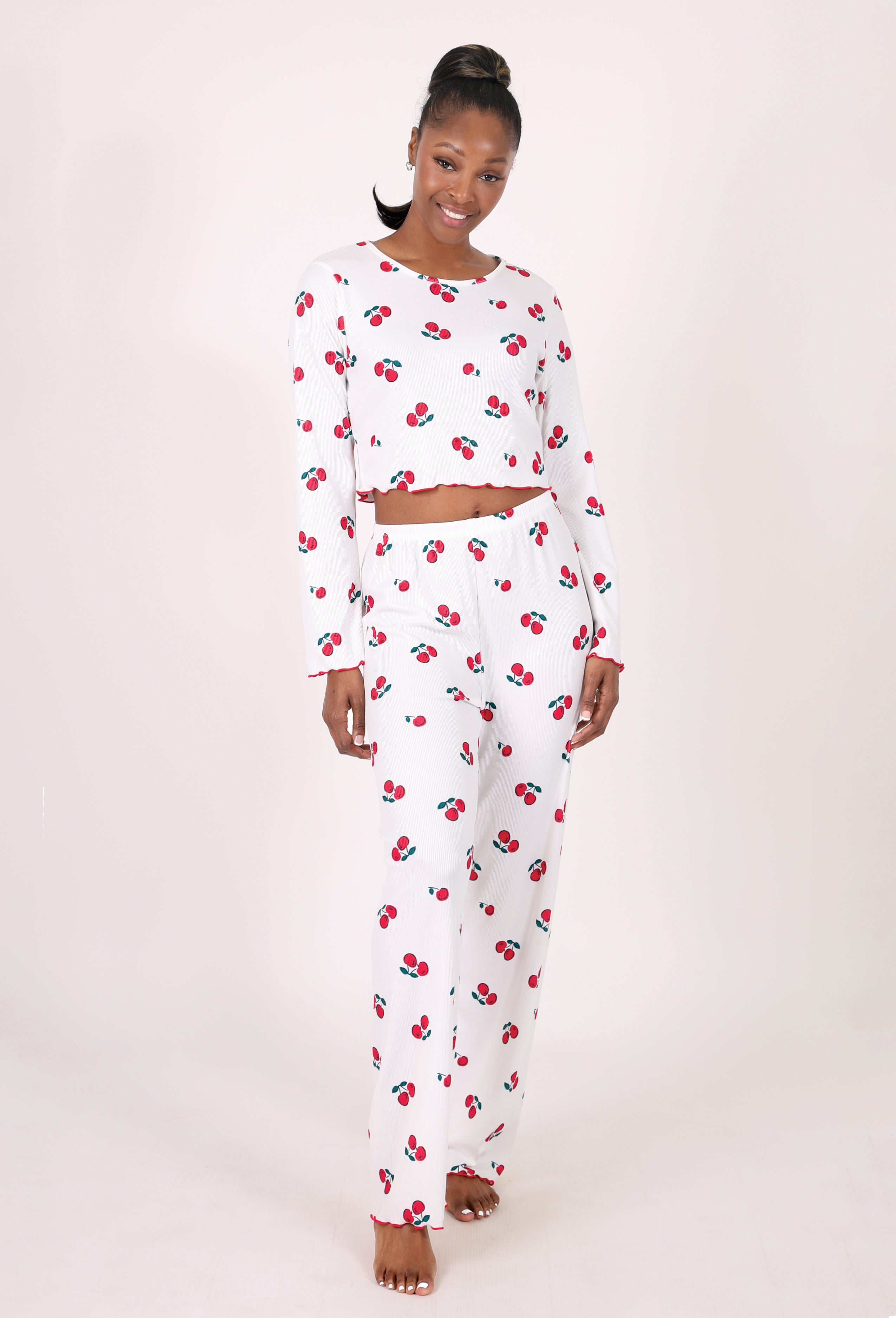 LONG-SLEEVE CROP TOP & PANTS LOUNGE SET