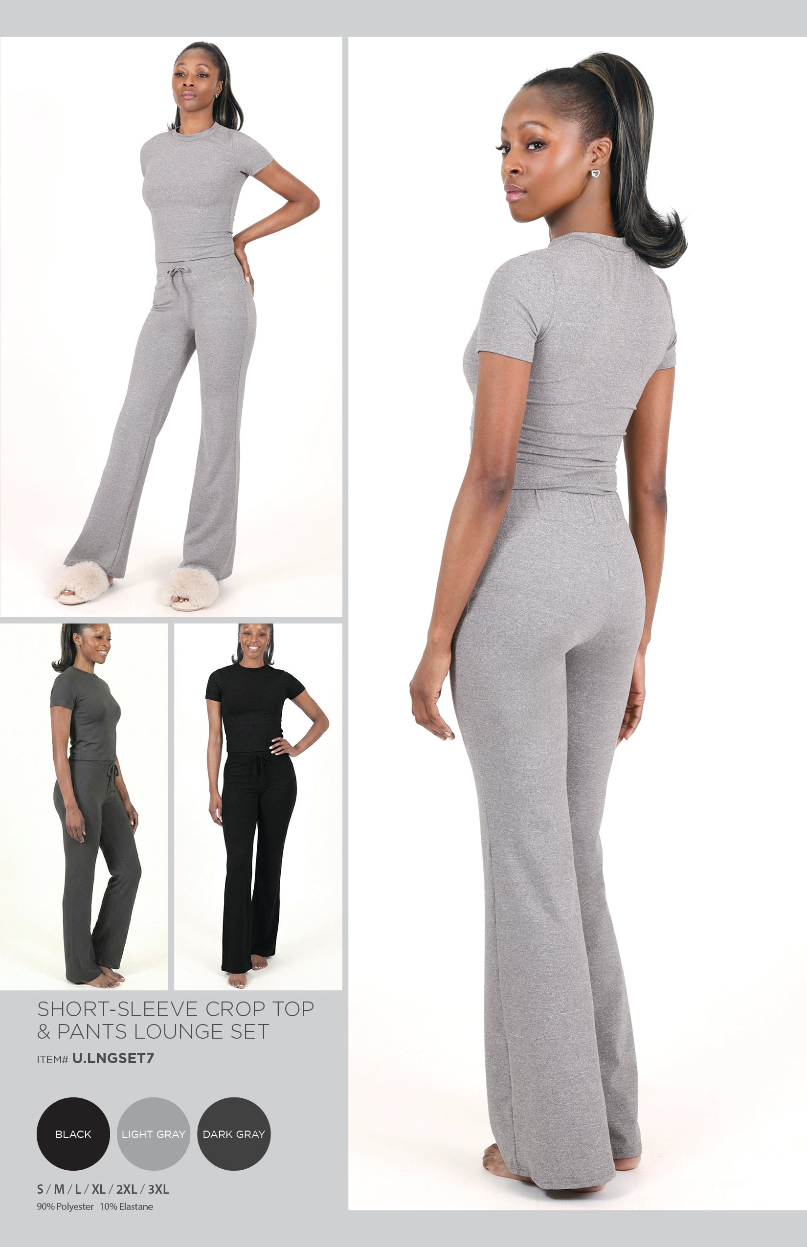 SHORT-SLEEVE CROP TOP & PANTS LOUNGE SET