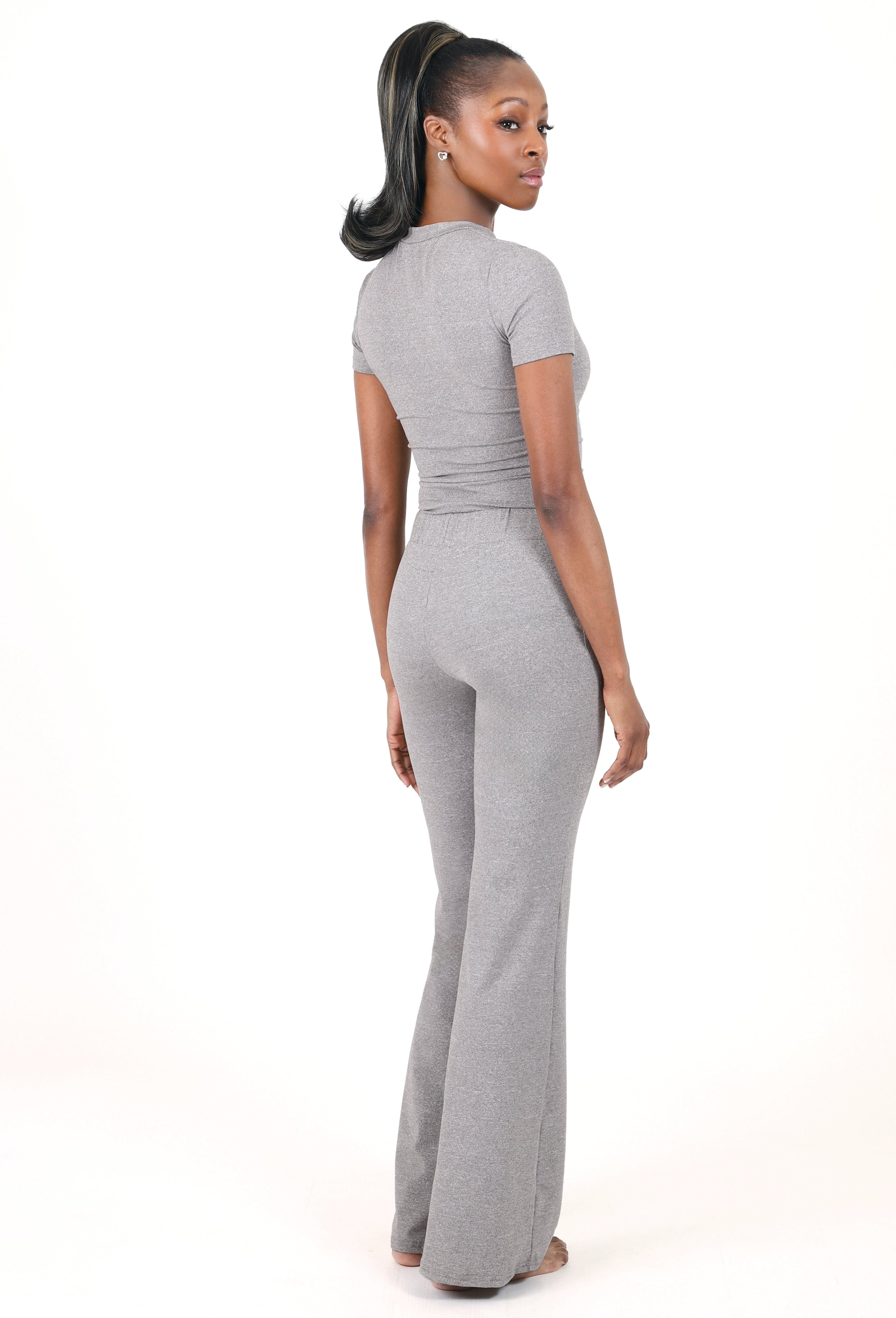 SHORT-SLEEVE CROP TOP & PANTS LOUNGE SET
