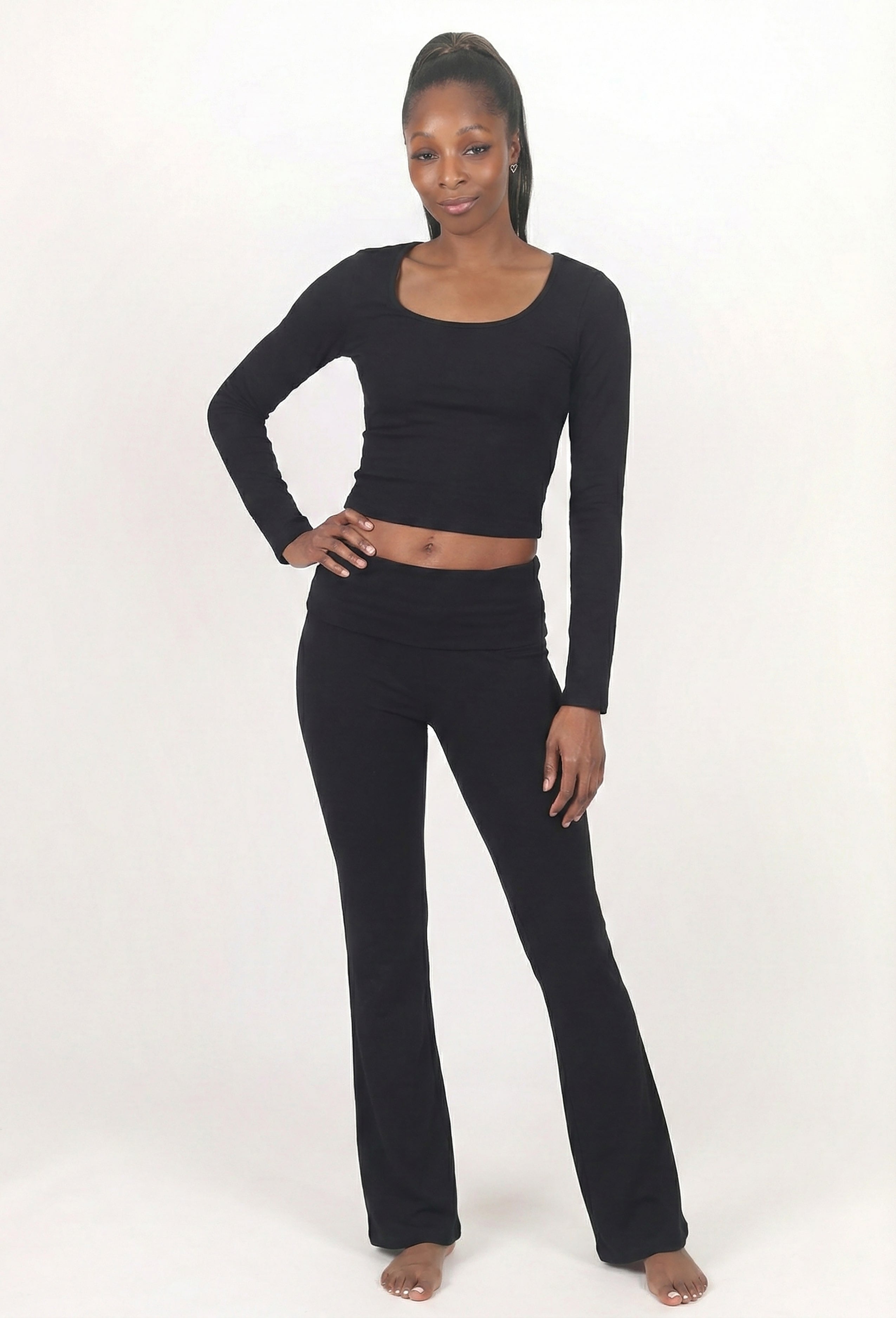 LONG-SLEEVE CROP TOP & PANTS LOUNGE SET