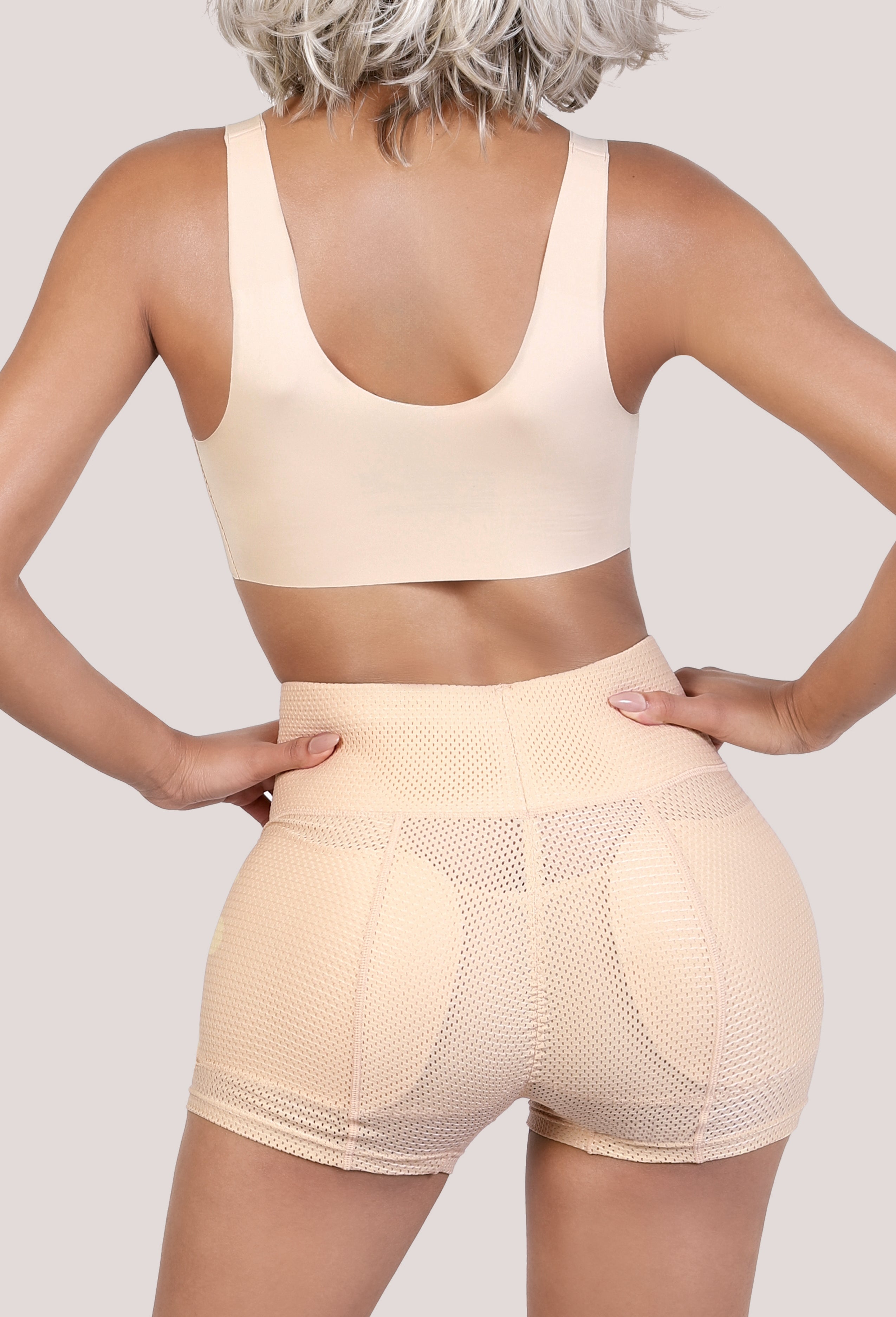 HIGH-RISE PADDED MESH BUTT LIFTER SHORT