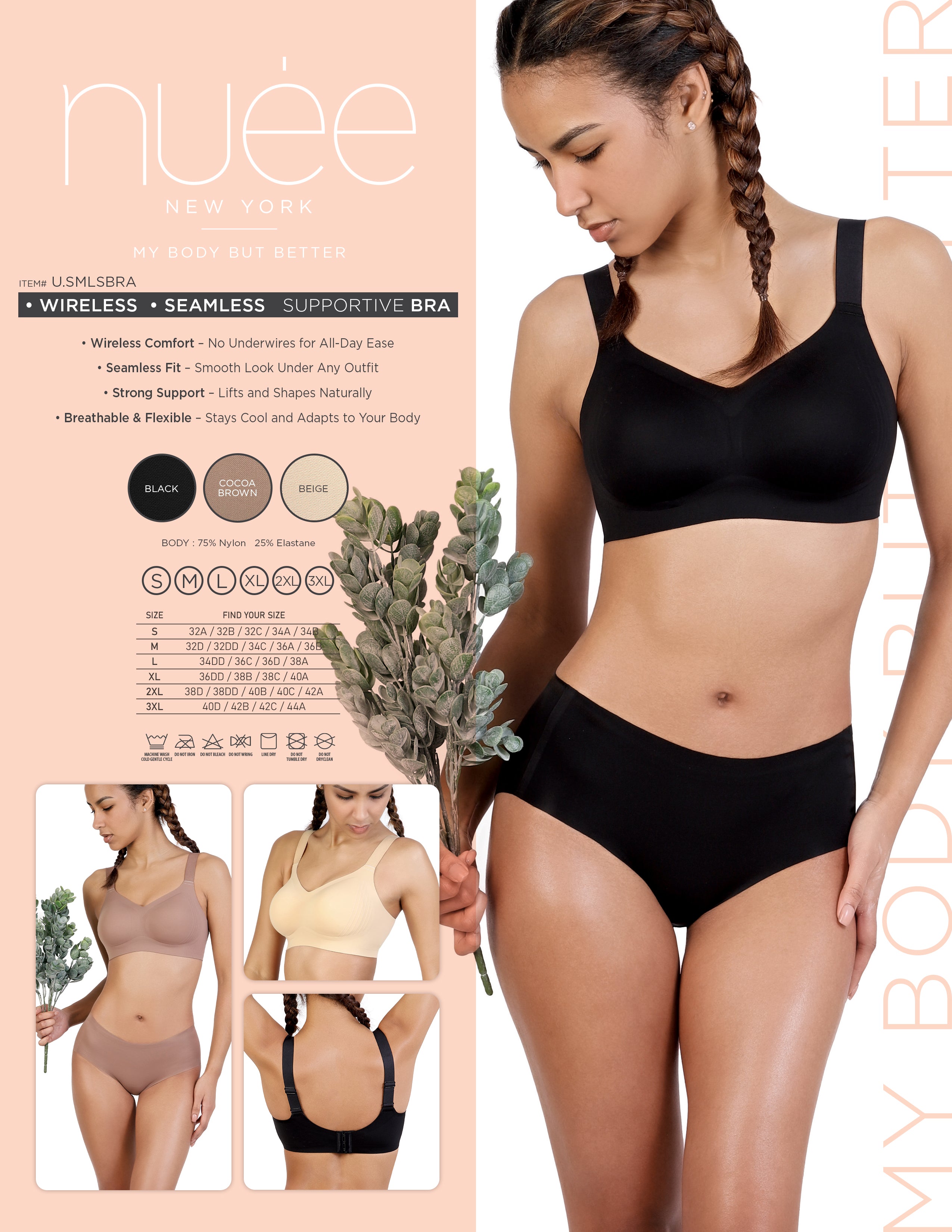 SUPPORTIVE BRA • WIRELESS • SEAMLESS
