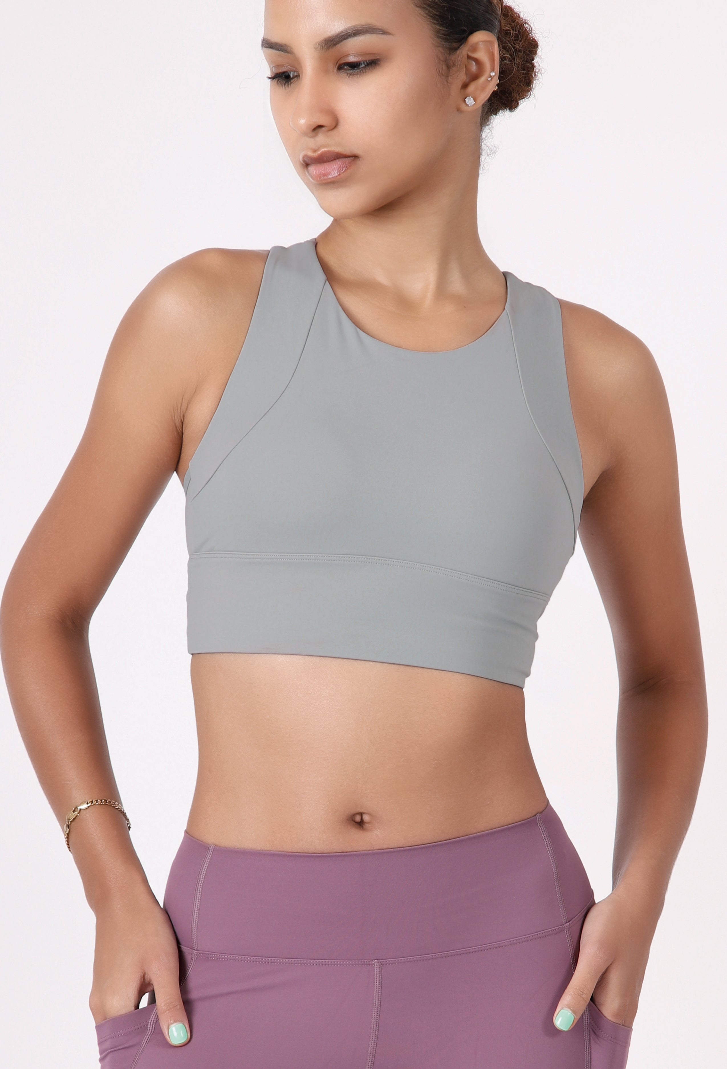 RACERBACK CROPPED SPORTS BRA TOP
