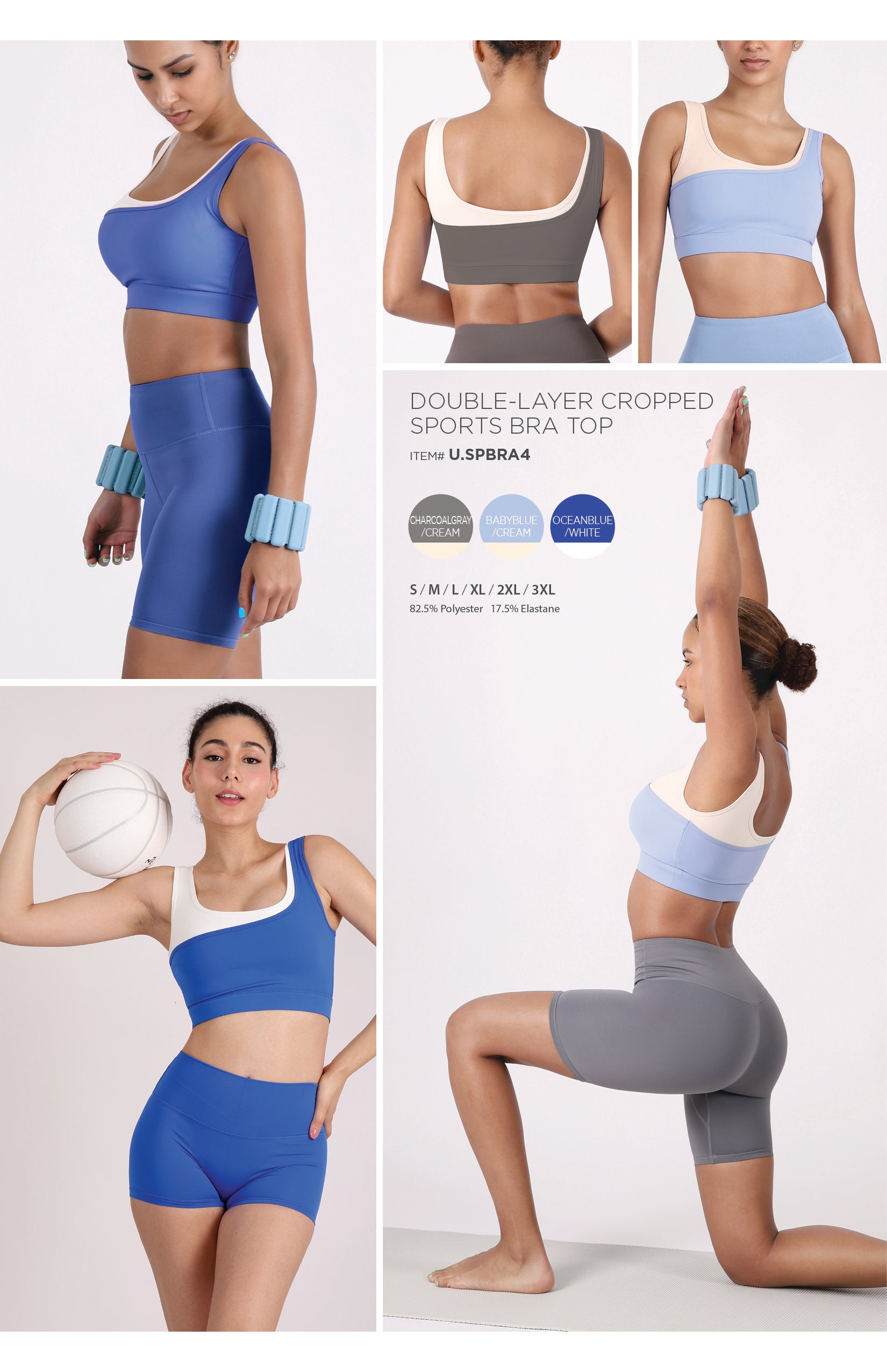 DOUBLE-LAYER CROPPED SPORTS BRA TOP