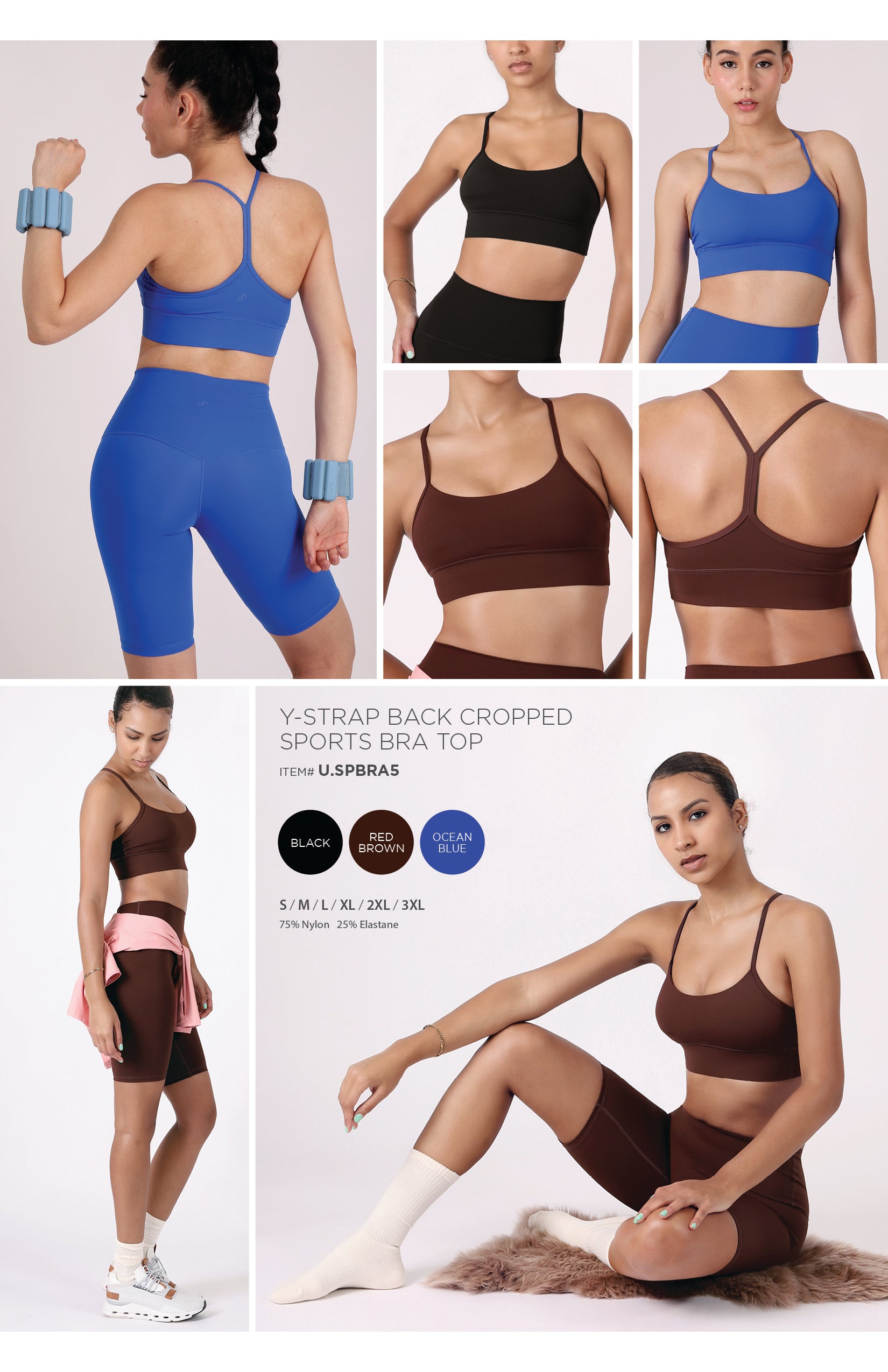 Y-STRAP BACK CROPPED SPORTS BRA TOP