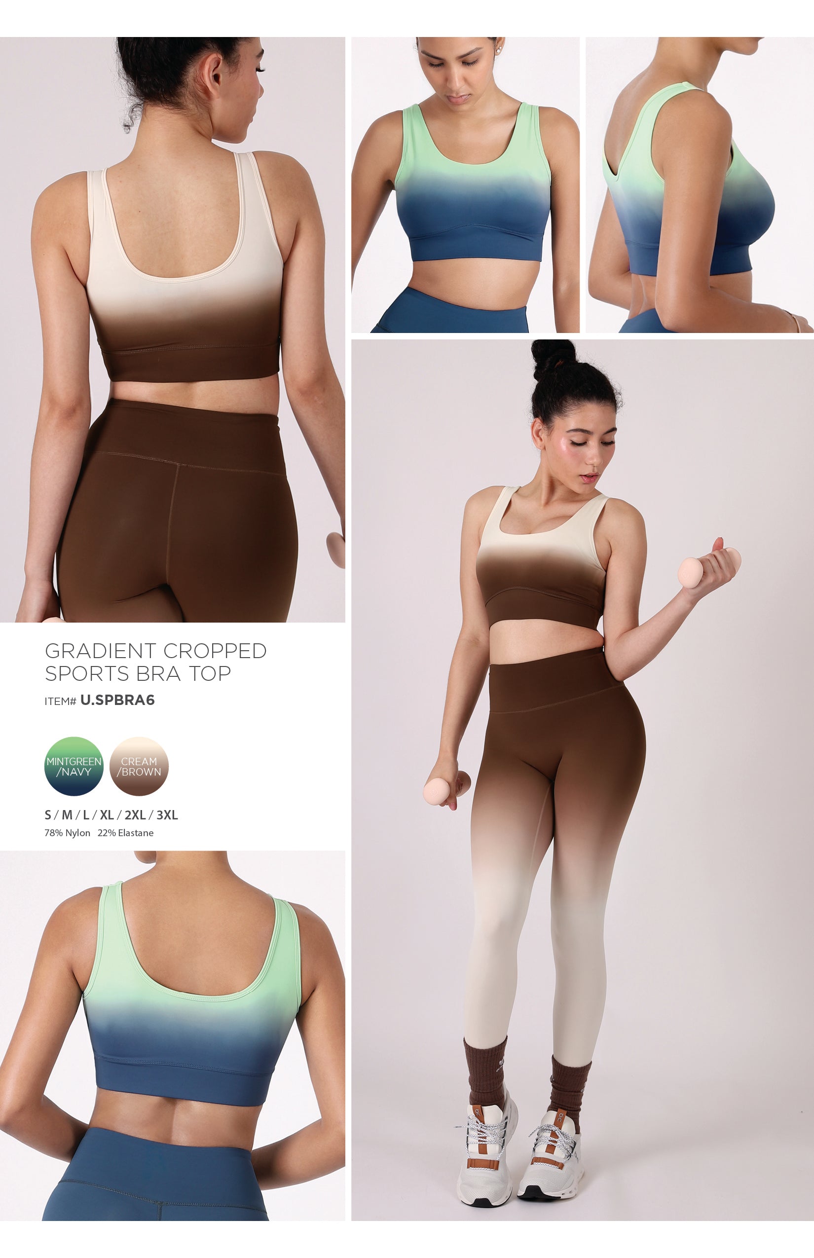 GRADIENT CROPPED SPORTS BRA TOP