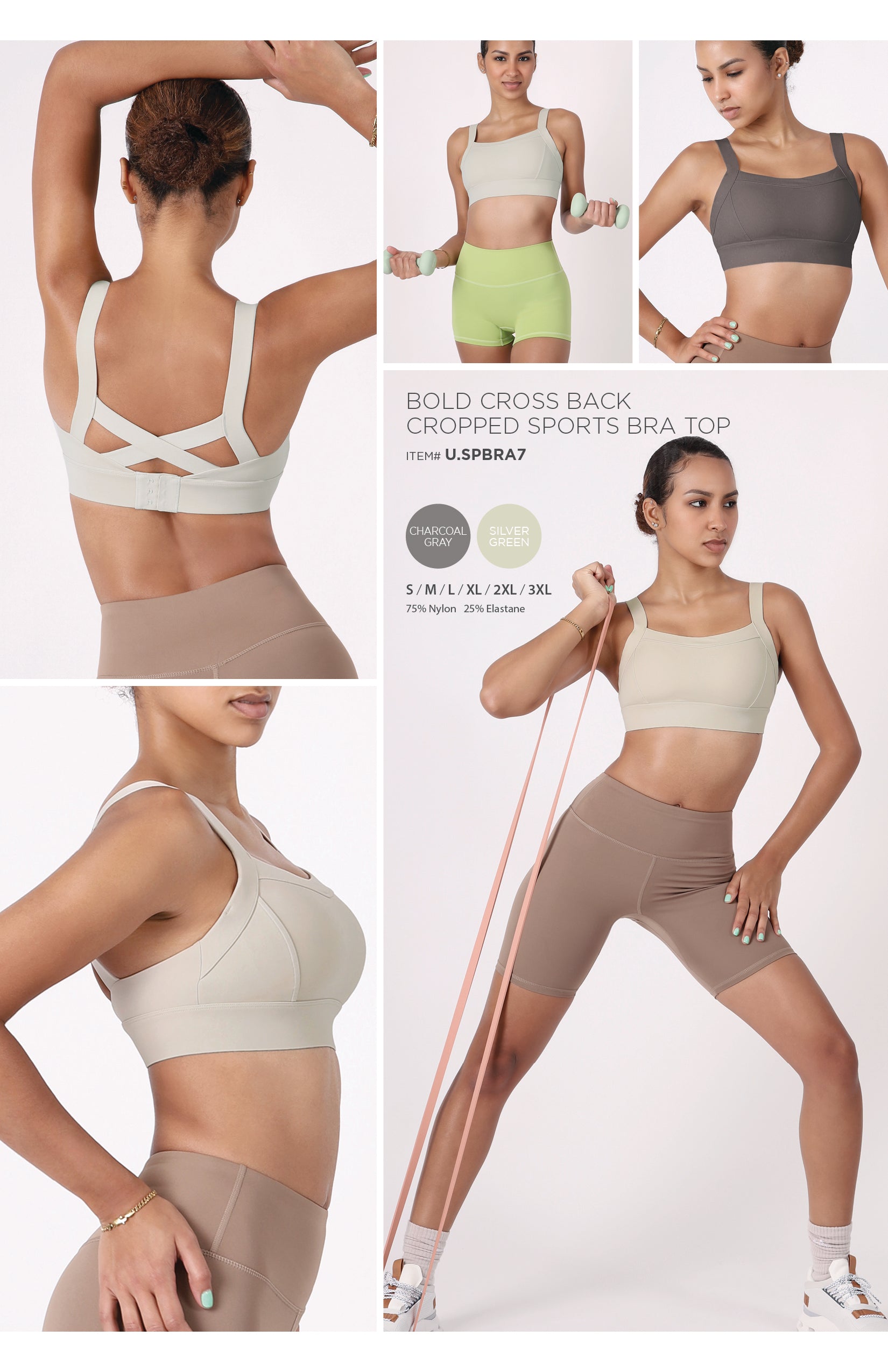 BOLD CROSS BACK CROPPED SPORTS BRA TOP