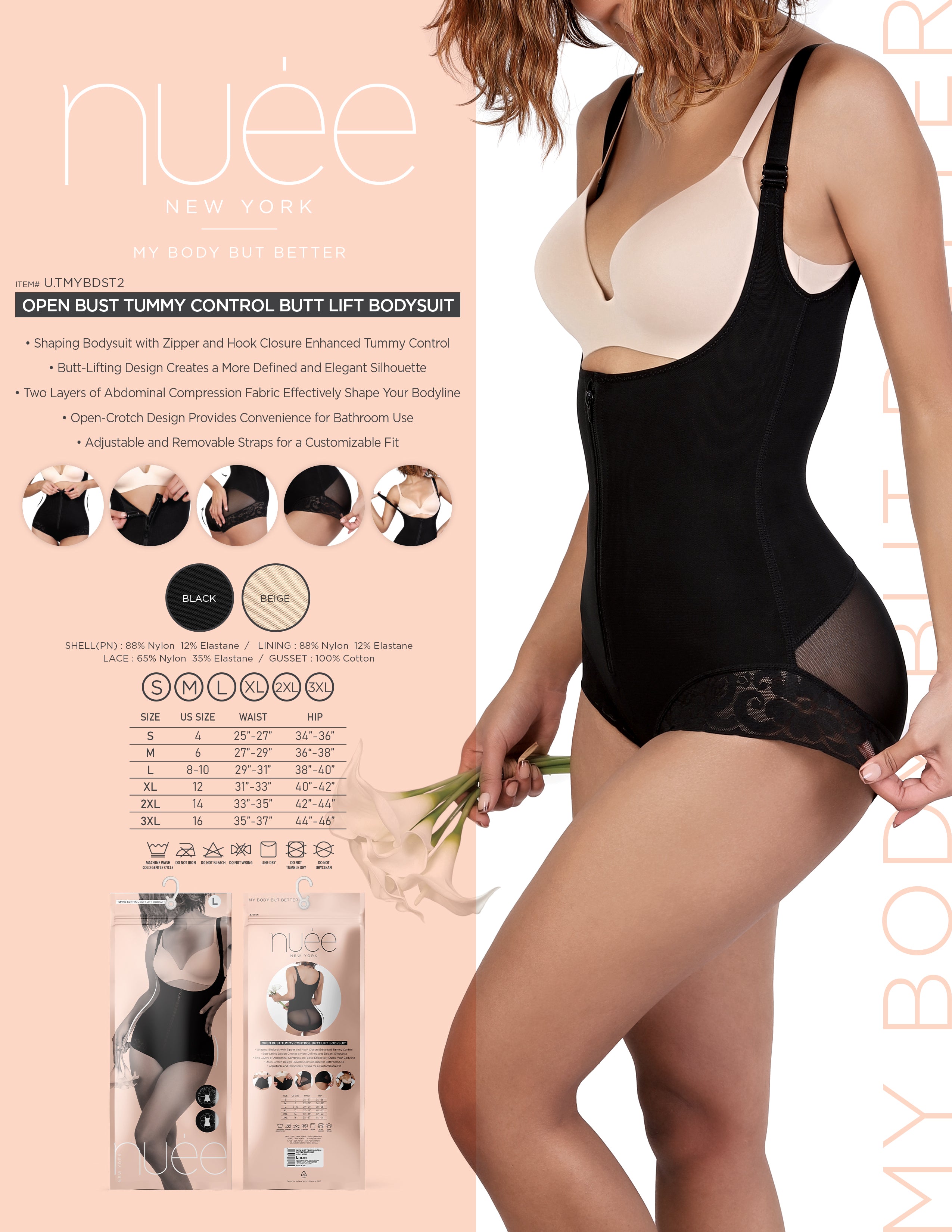 OPEN BUST TUMMY CONTROL BUTT LIFT BODYSUIT