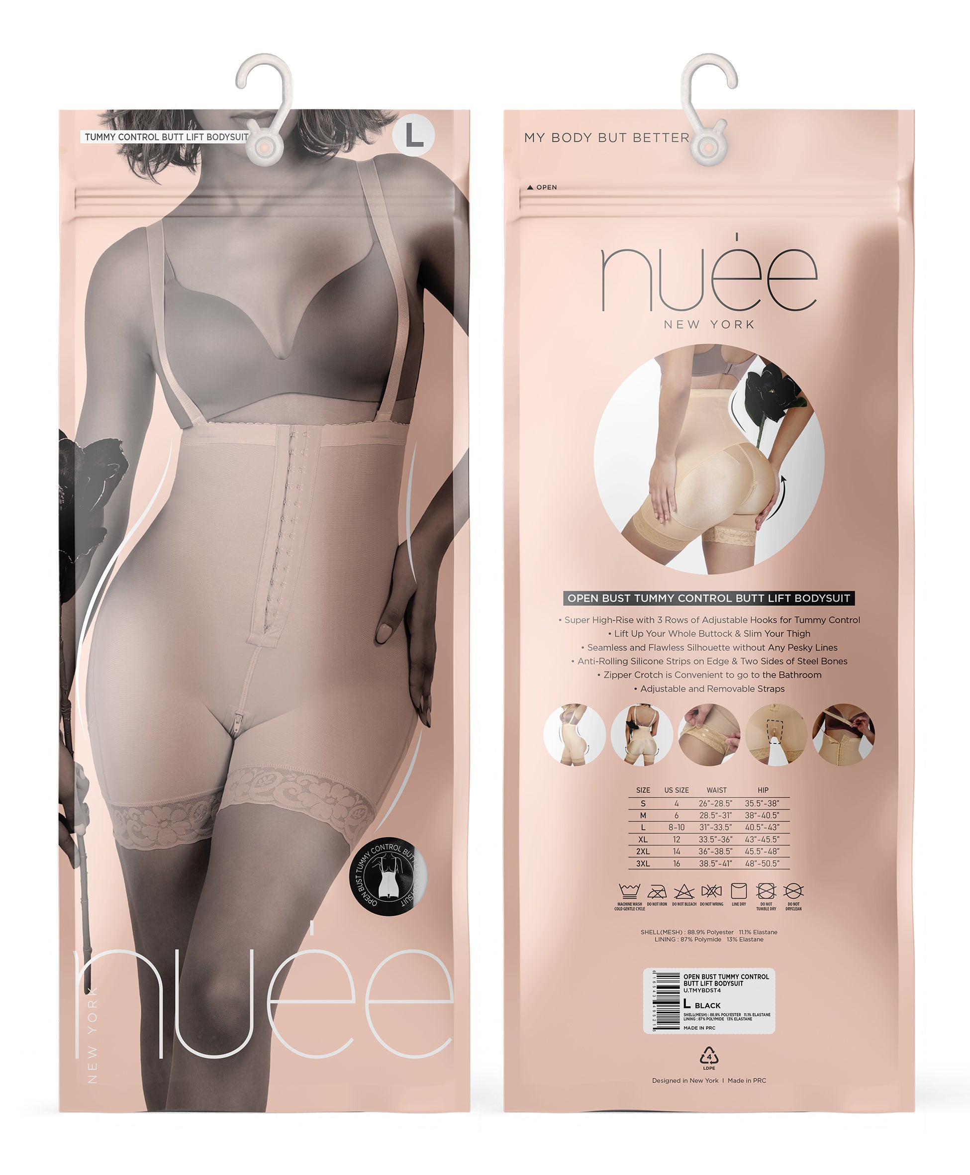 OPEN BUST TUMMY CONTROL BUTT LIFT BODYSUIT
