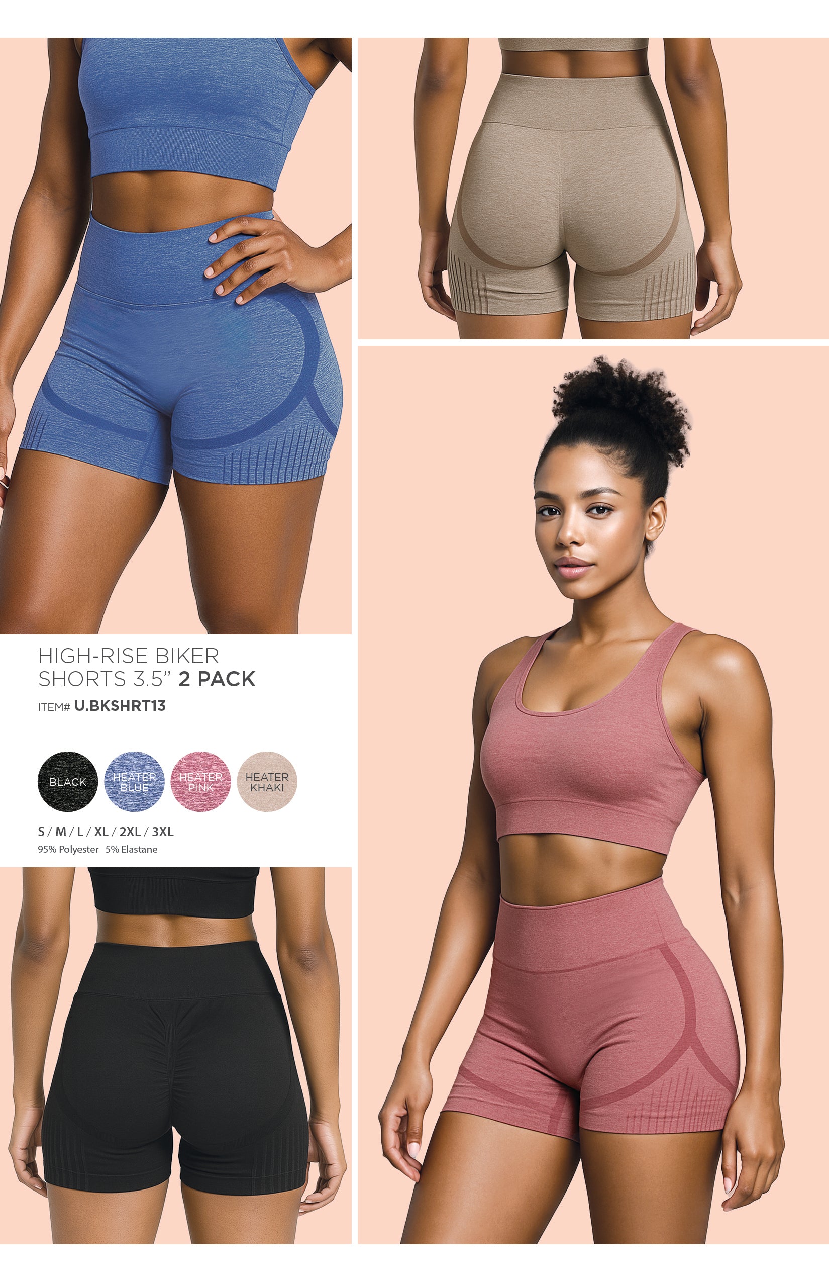 HIGH-RISE BIKER SHORTS 3.5"  • 2 PACK
