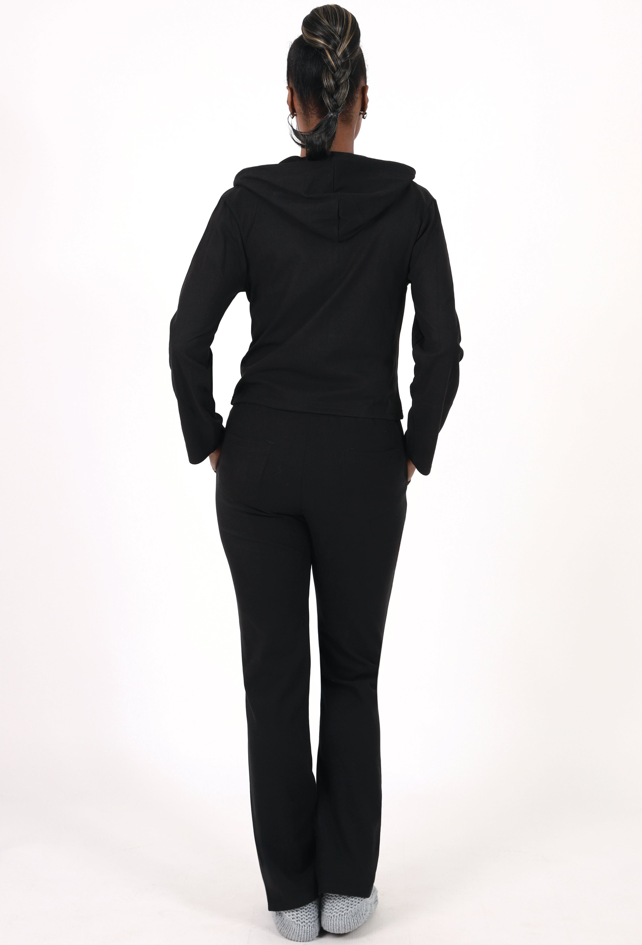 BASIC ZIP-UP HOODIE & SEMI-FLARE PANTS SET