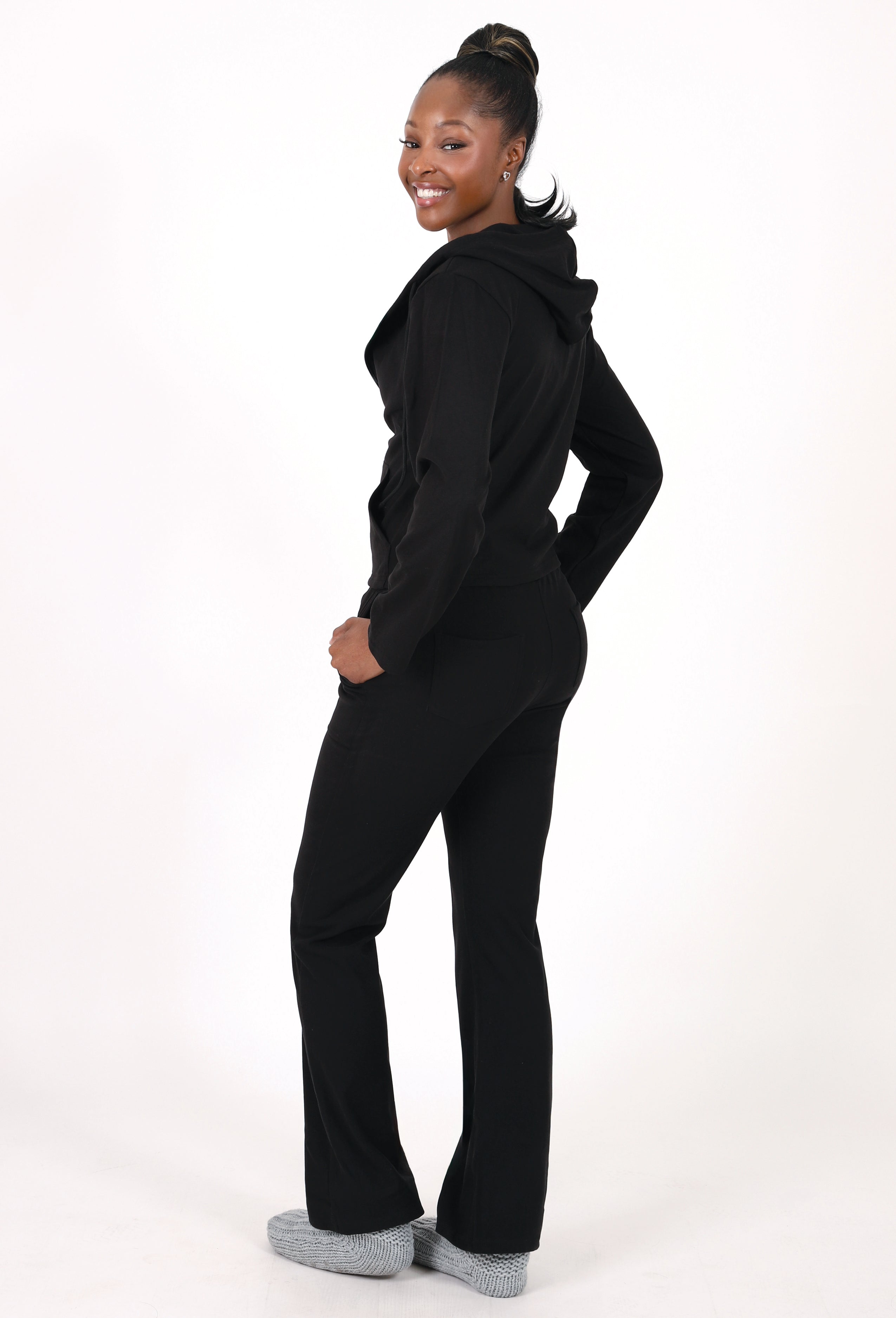 BASIC ZIP-UP HOODIE & SEMI-FLARE PANTS SET