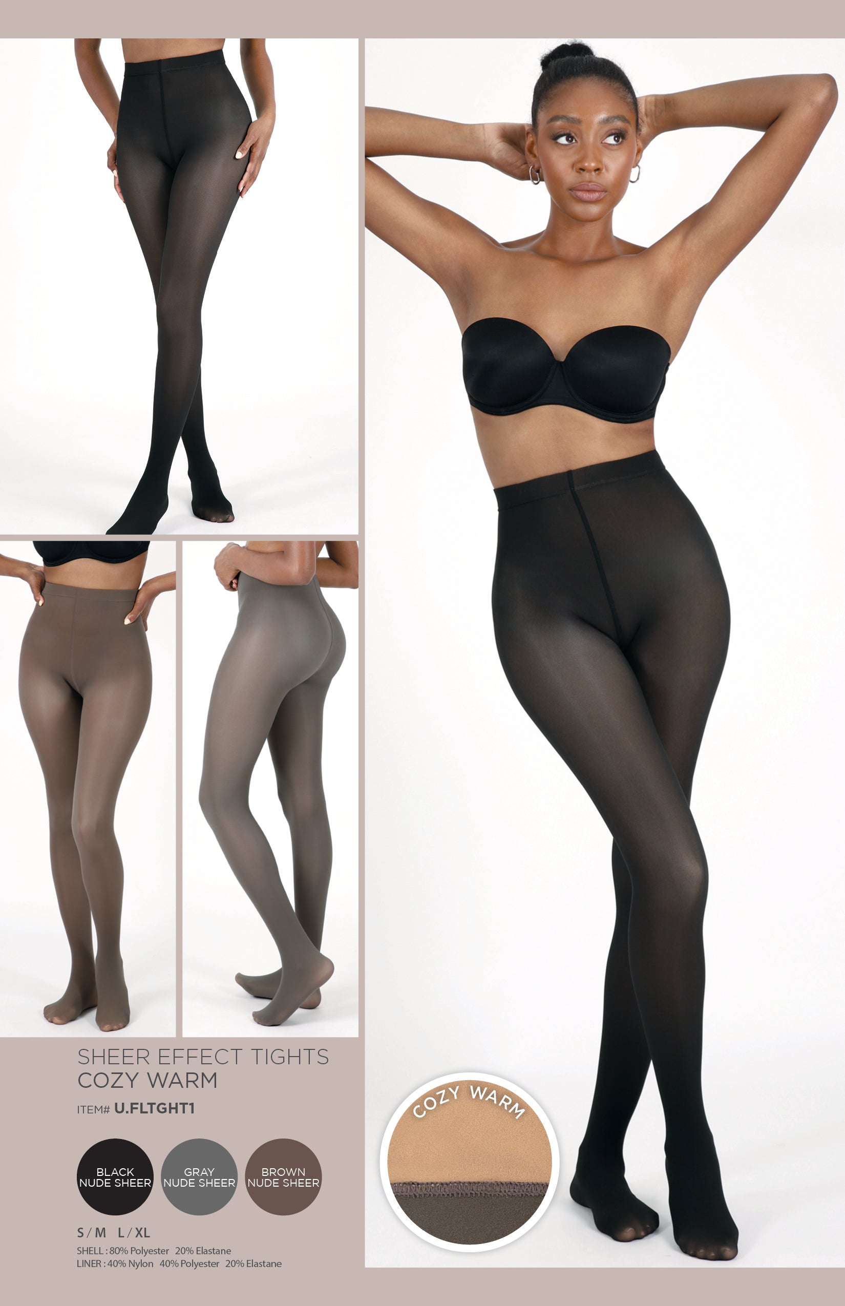 SHEER EFFECT TIGHTS  •COZY WARM