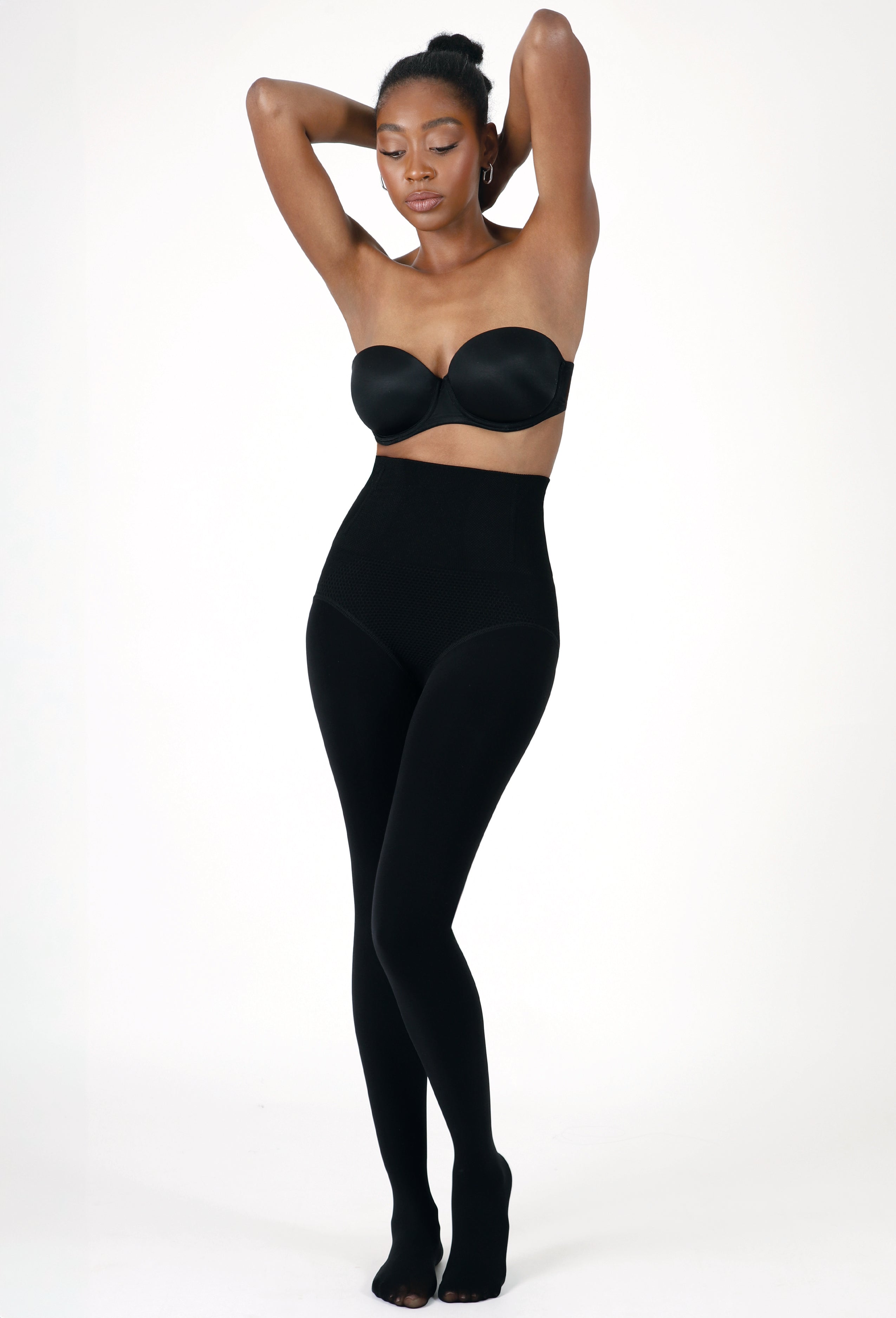 HIGH-RISE TUMMY CONTROL FLEECE-LINED SHEER EFFECT TIGHTS  •ULTRA WARM