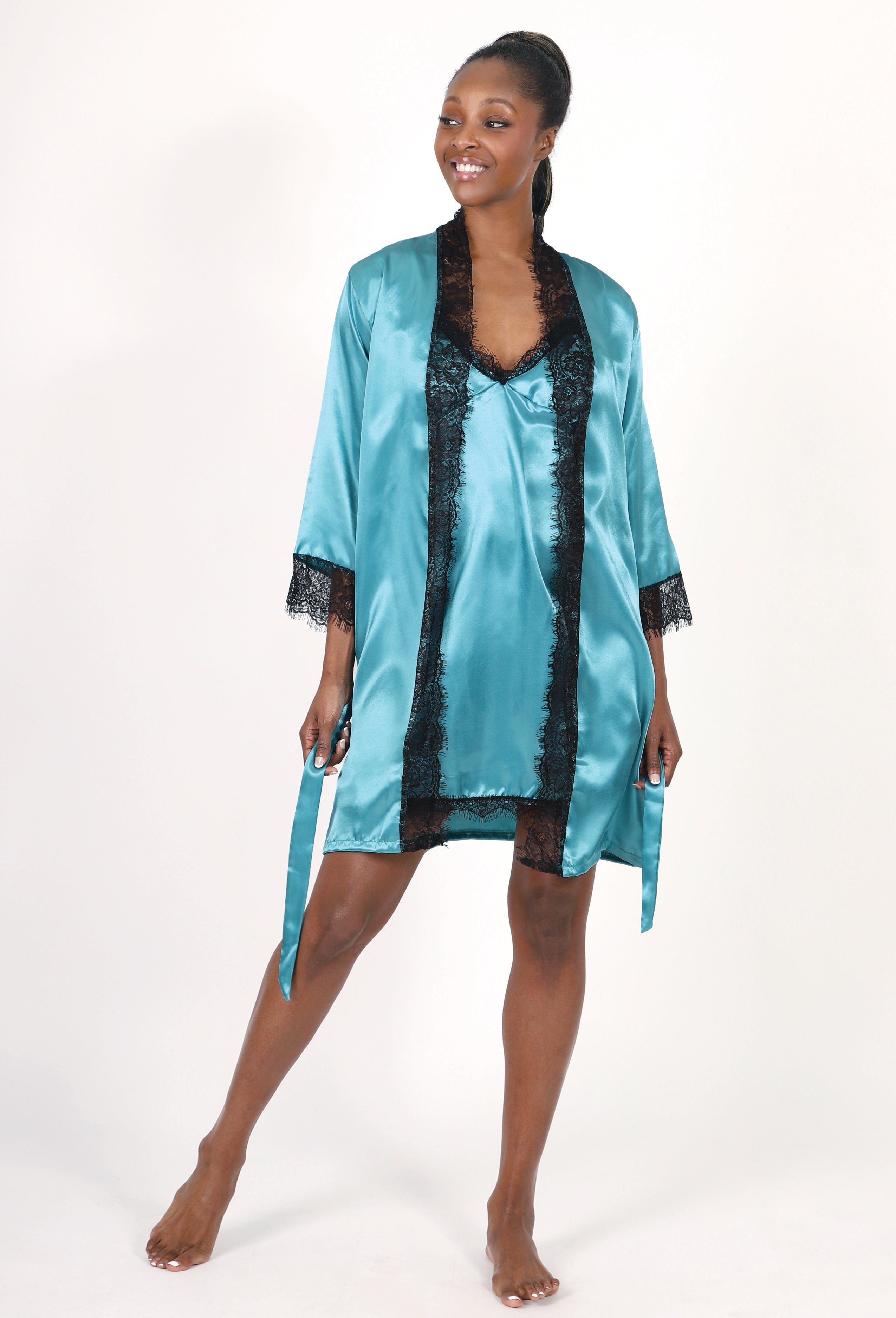 SATIN SLEEP & LOUNGEWEAR – 4 PIECE SET