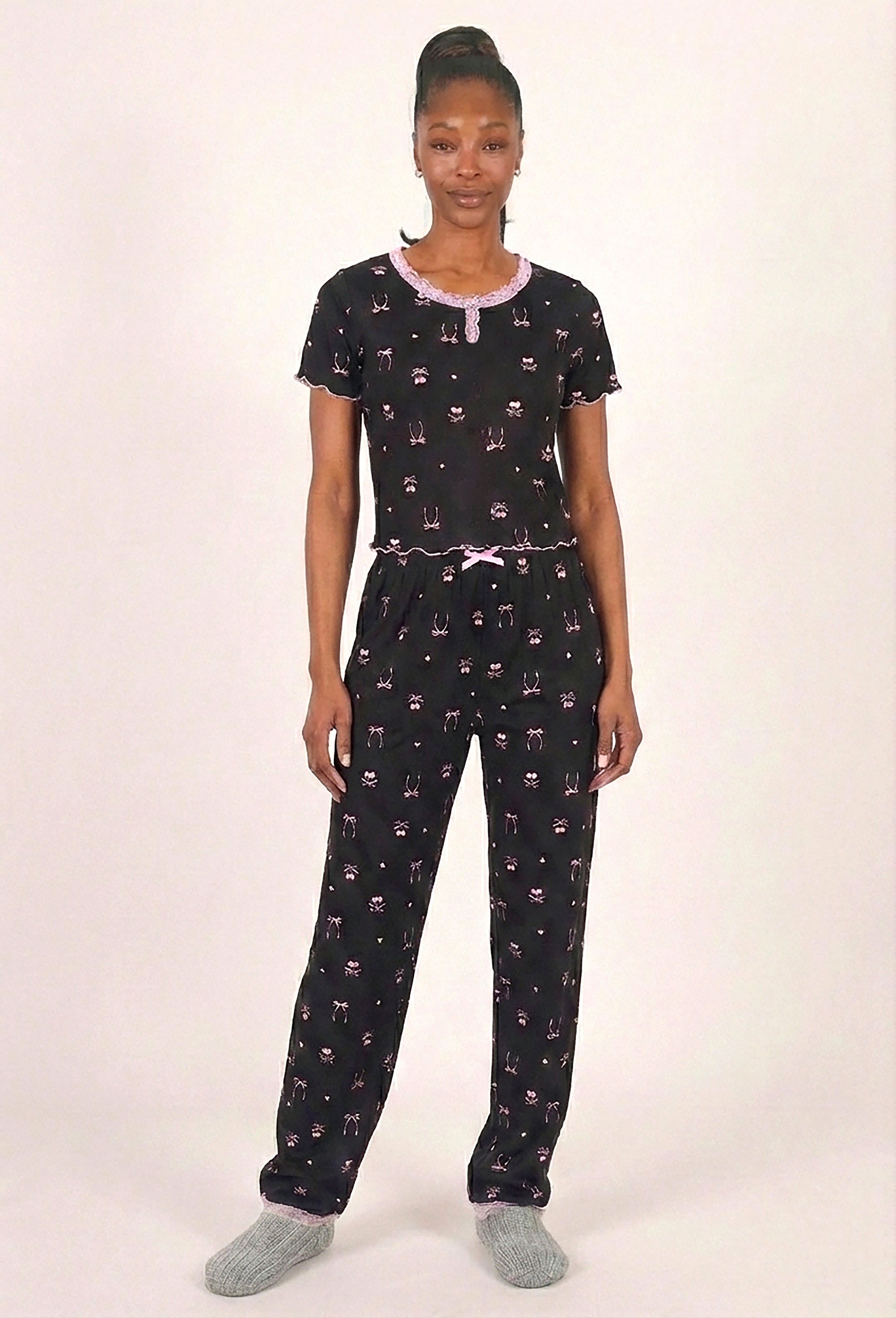 SHORT-SLEEVE CROP TOP & PANTS LOUNGE SET