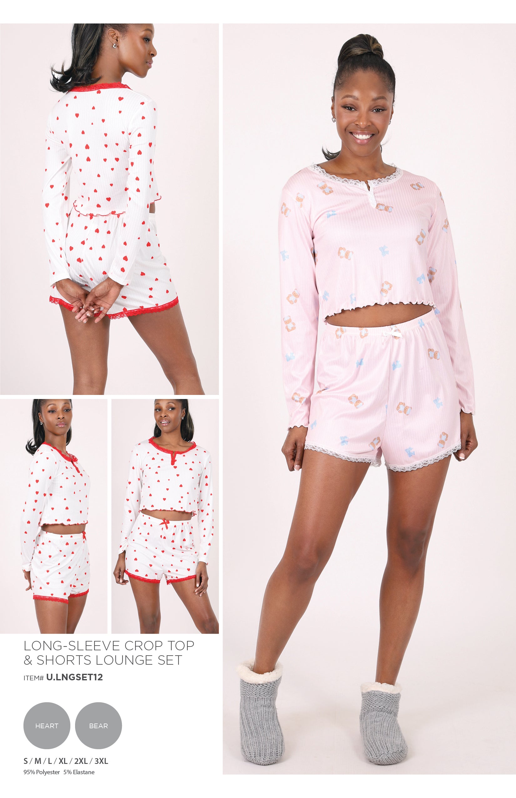 LONG-SLEEVE CROP TOP & SHORTS LOUNGE SET