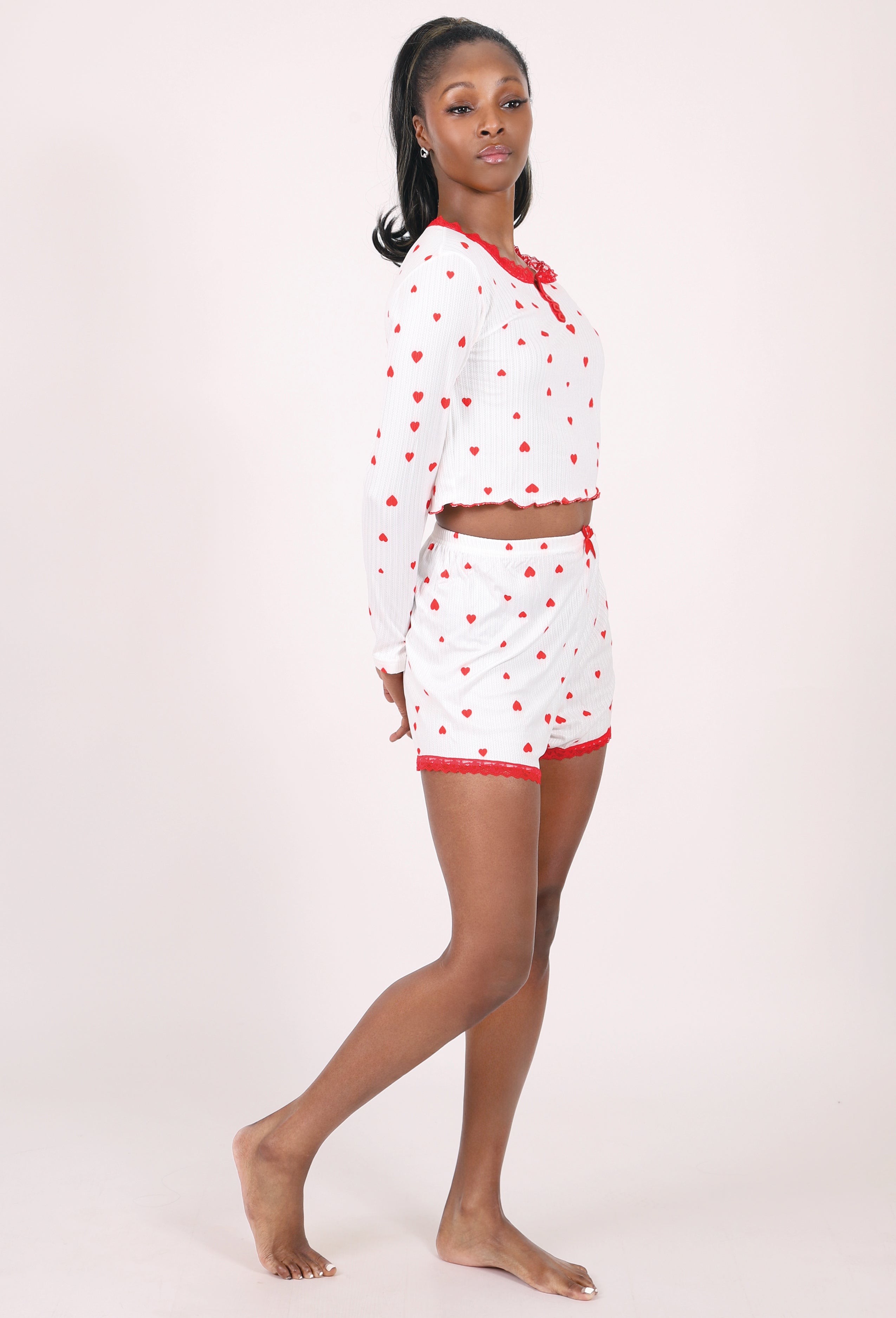 LONG-SLEEVE CROP TOP & SHORTS LOUNGE SET