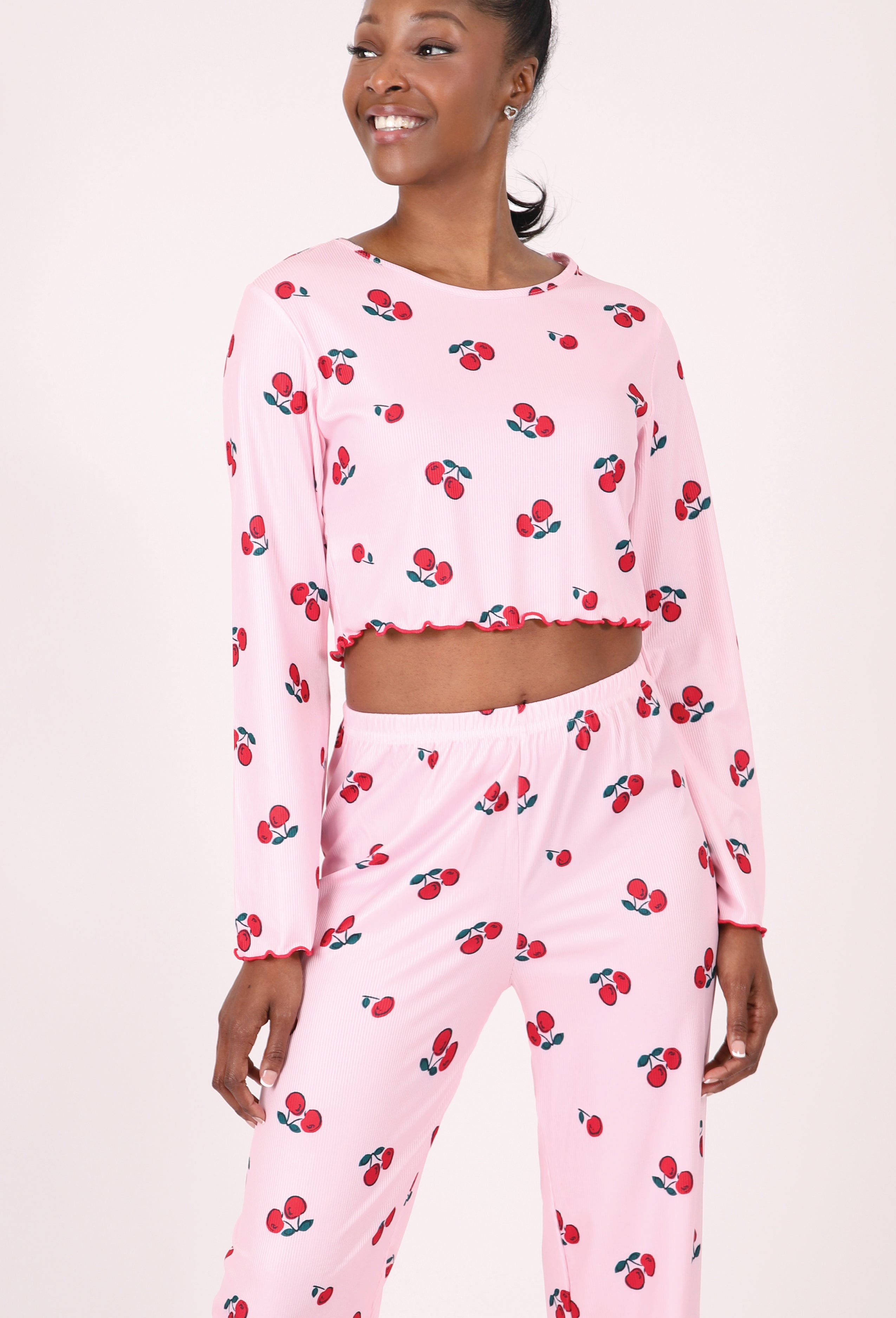LONG-SLEEVE CROP TOP & PANTS LOUNGE SET