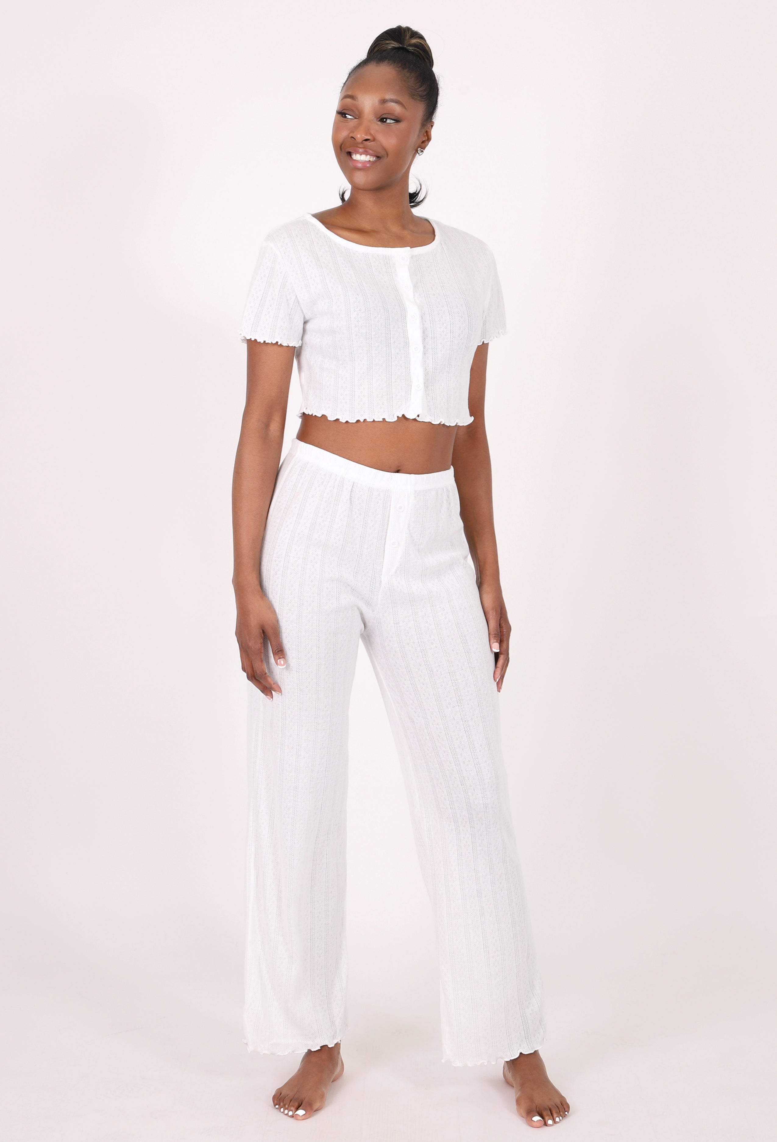 SHORT-SLEEVE CROP TOP & PANTS LOUNGE SET