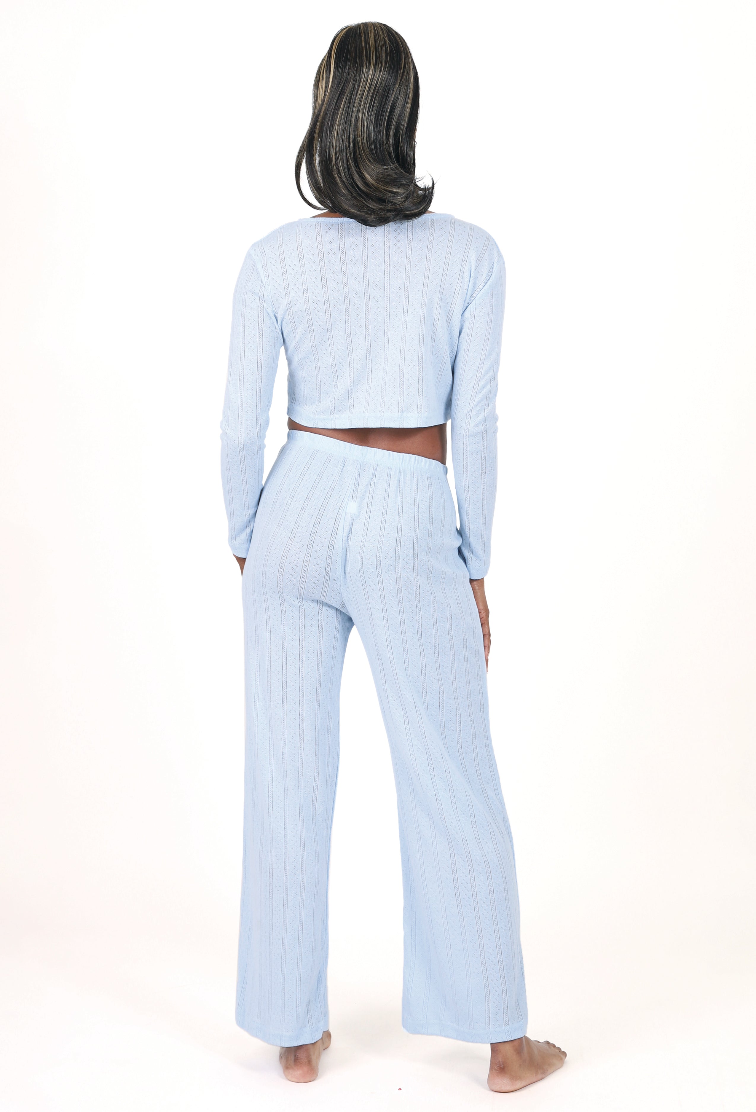 SOFT KNIT LONG-SLEEVE CROP TOP & PANTS LOUNGE SET