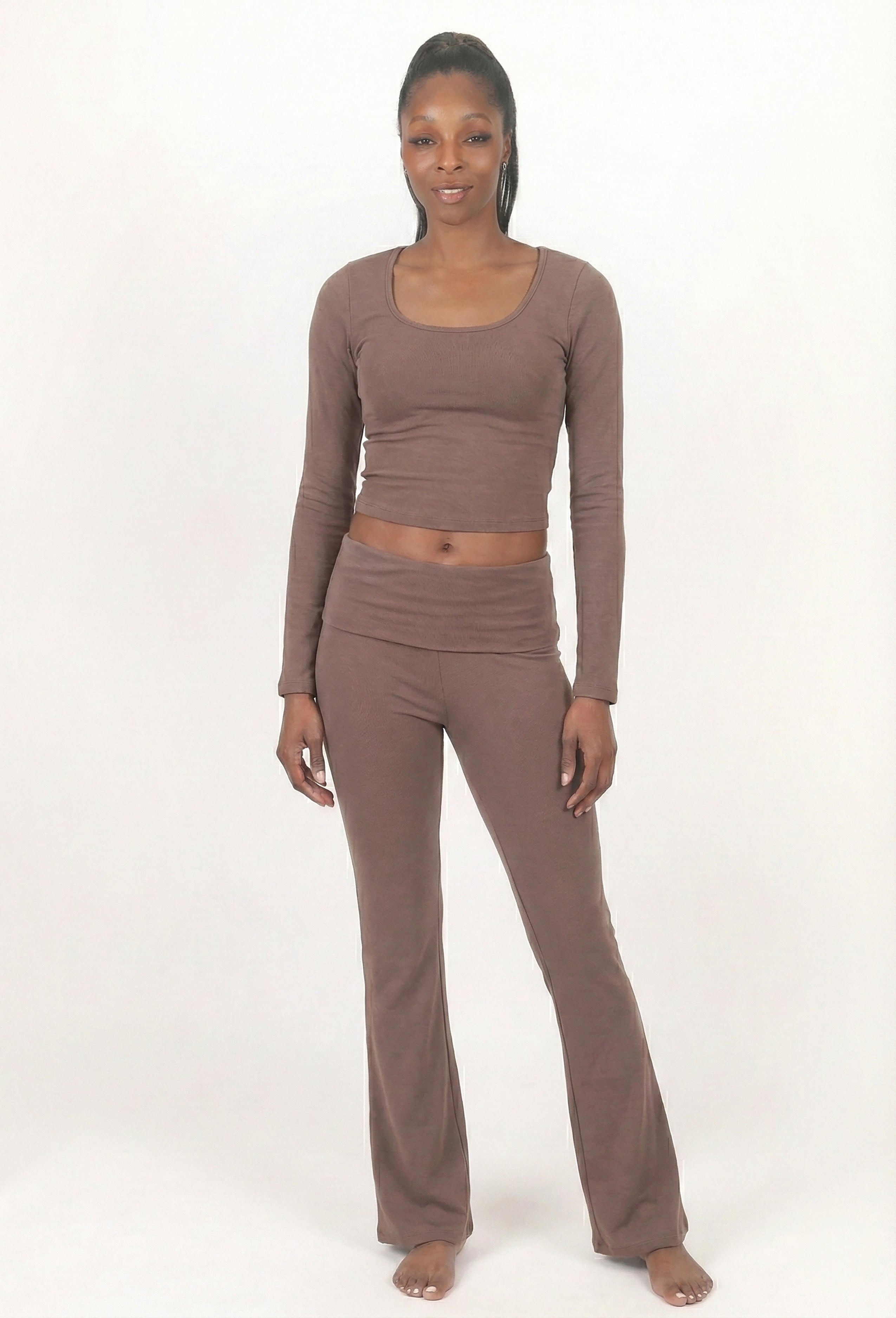LONG-SLEEVE CROP TOP & PANTS LOUNGE SET