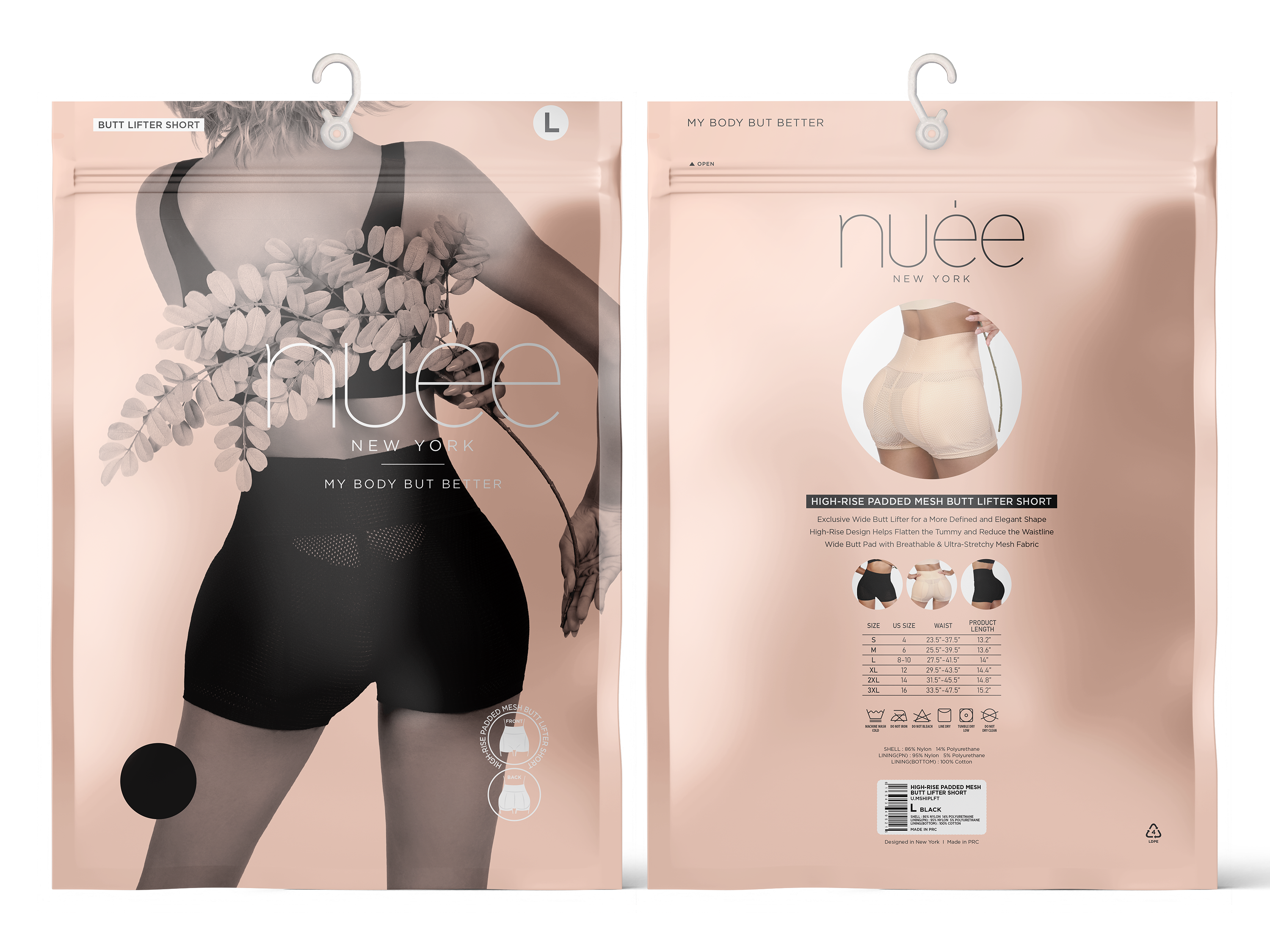 HIGH-RISE PADDED MESH BUTT LIFTER SHORT