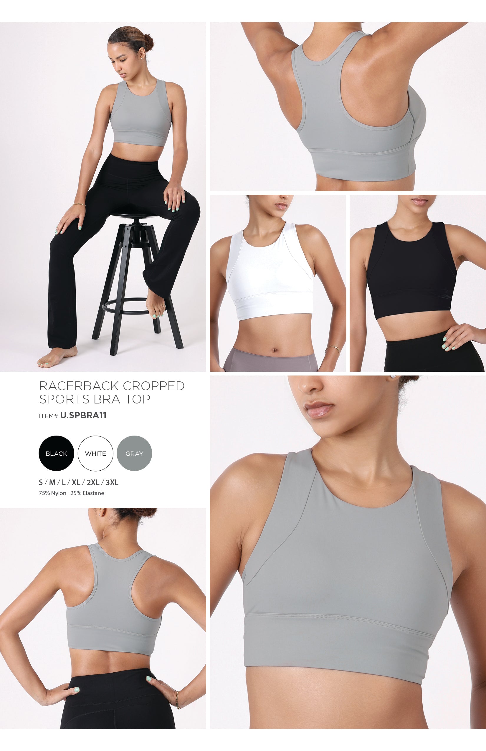 RACERBACK CROPPED SPORTS BRA TOP