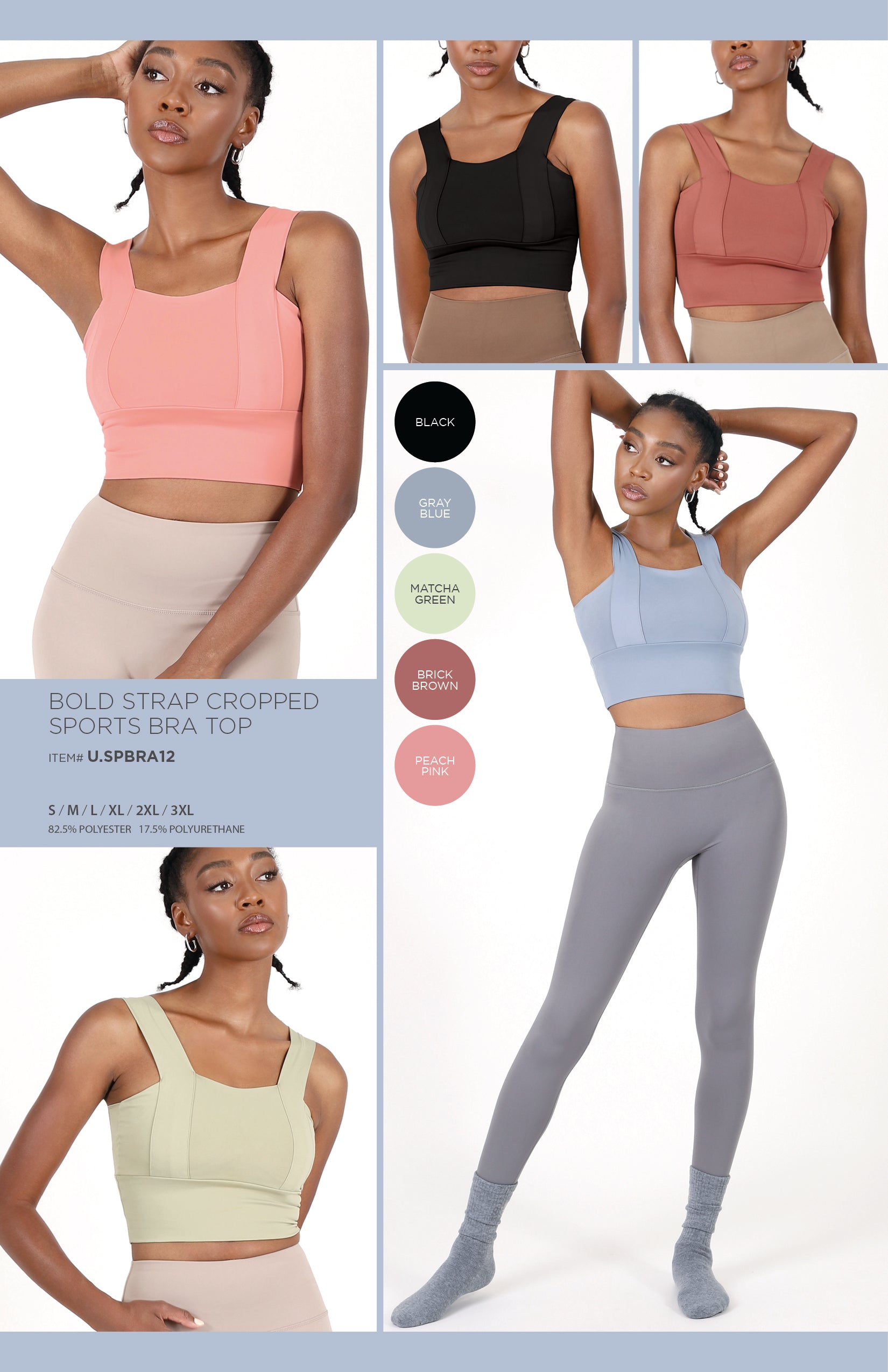 BOLD STRAP CROPPED SPORTS BRA TOP