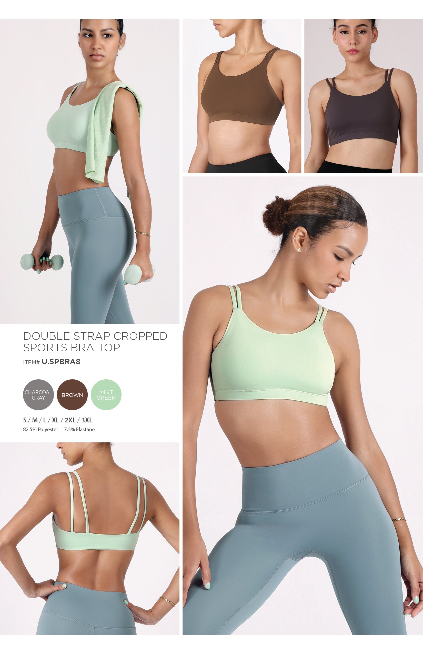 DOUBLE STRAP CROPPED SPORTS BRA TOP