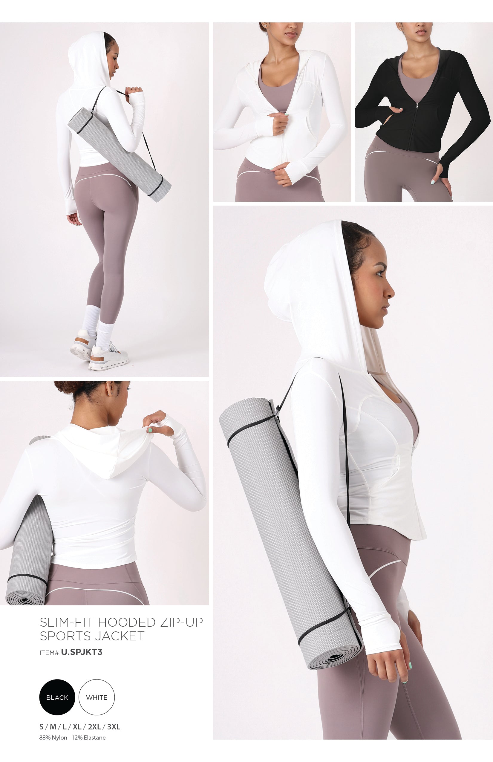 HOODED ZIP-UP SPORTS JACKET   • SLIM-FIT
