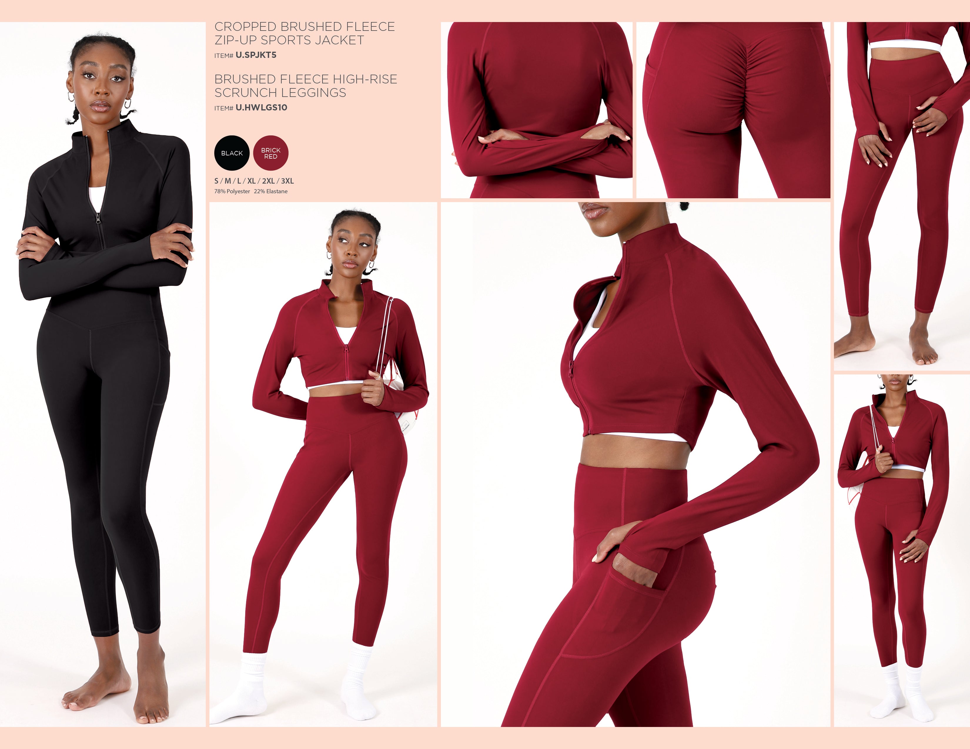 CROPPED BRUSHED FLEECE ZIP-UP SPORTS JACKET
