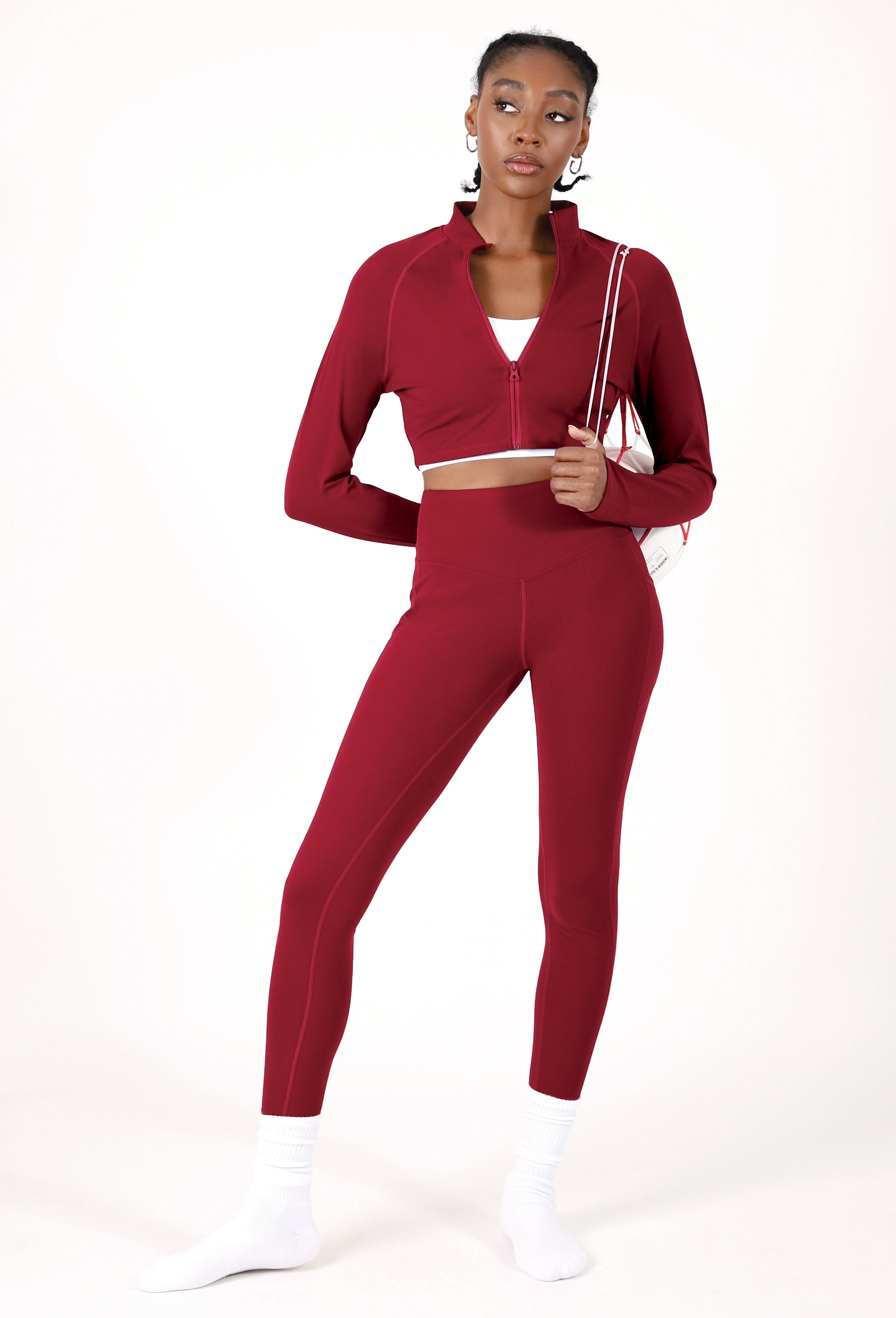 BRUSHED FLEECE HIGH-RISE SCRUNCH LEGGINGS