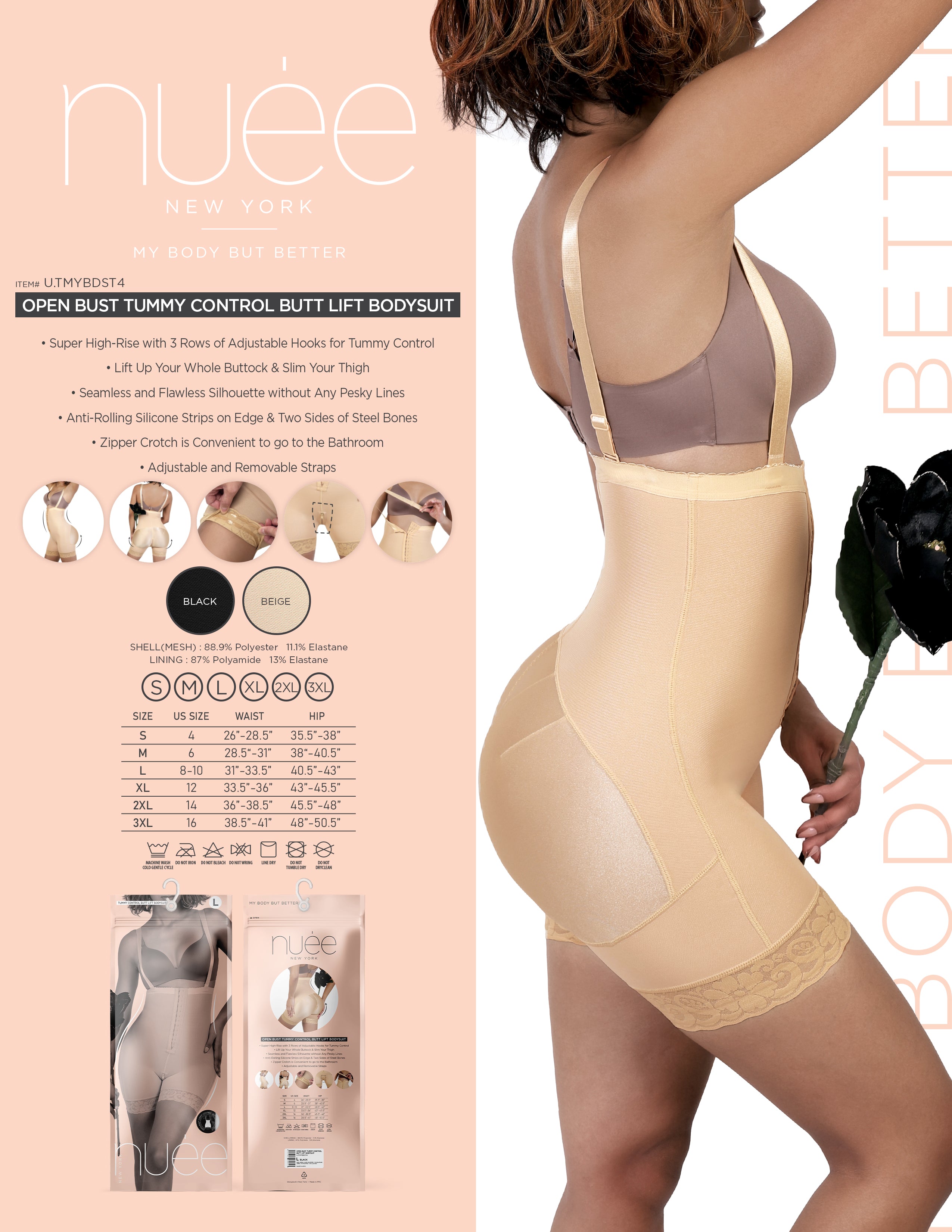 OPEN BUST TUMMY CONTROL BUTT LIFT BODYSUIT
